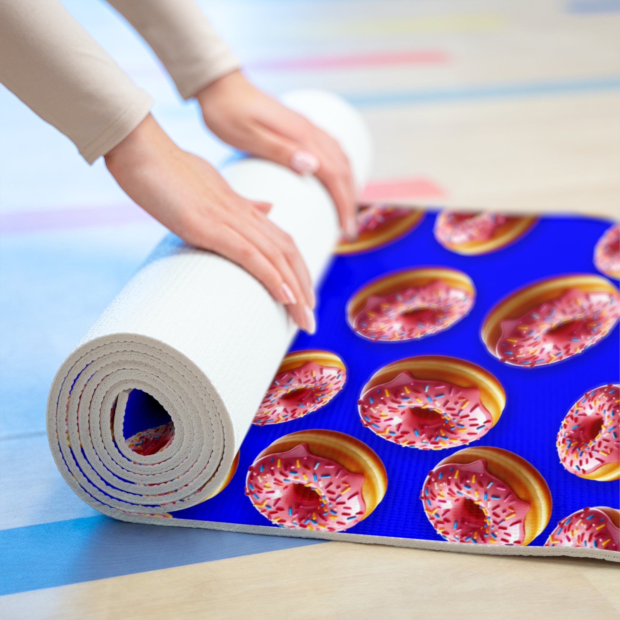 Foam yoga mat donut blue