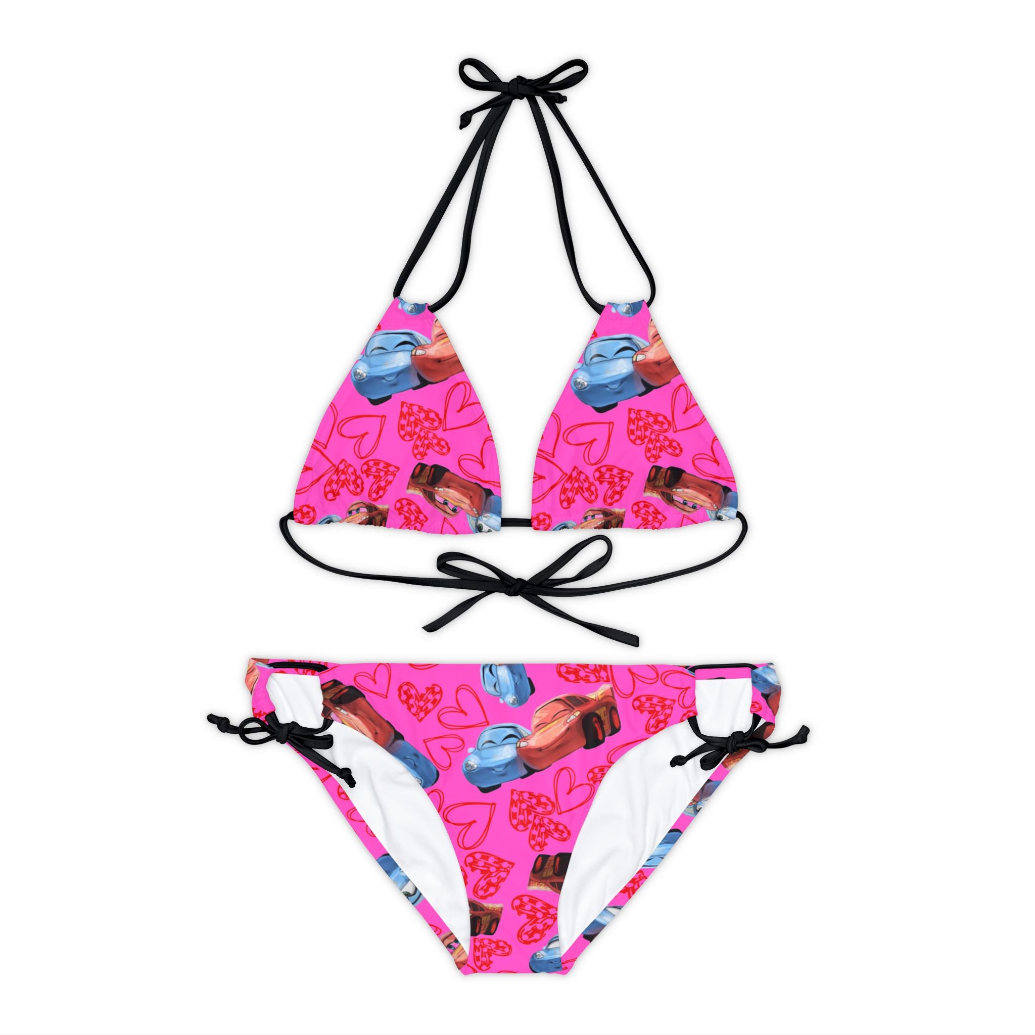 Strappy bikini set mcqueen couples hearts pink