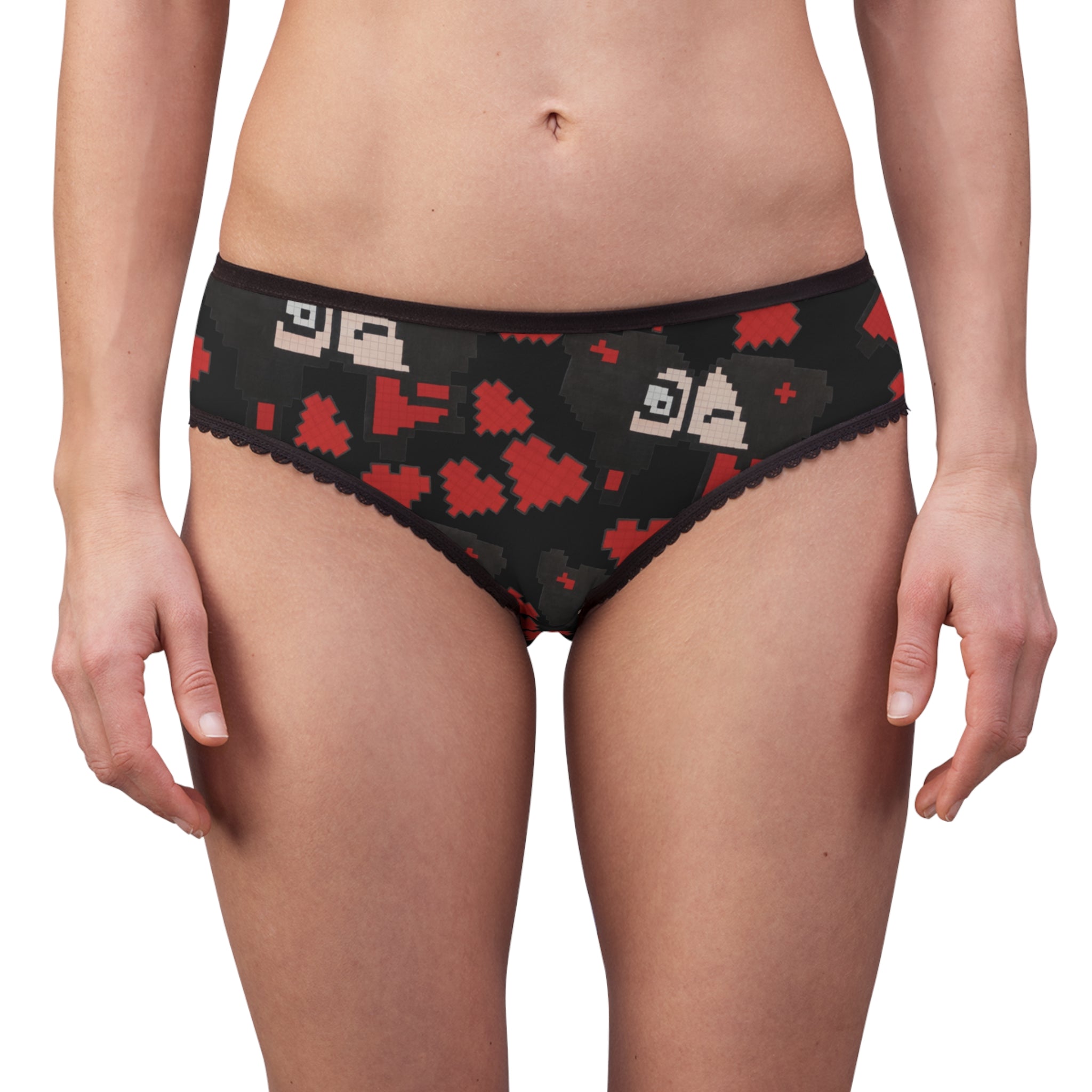 Women's briefs pixel pucca kiss heart black