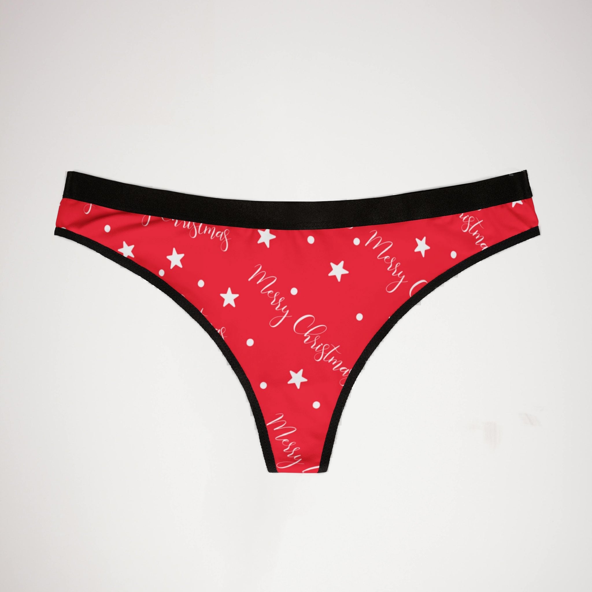Women's thongs red christmas dots