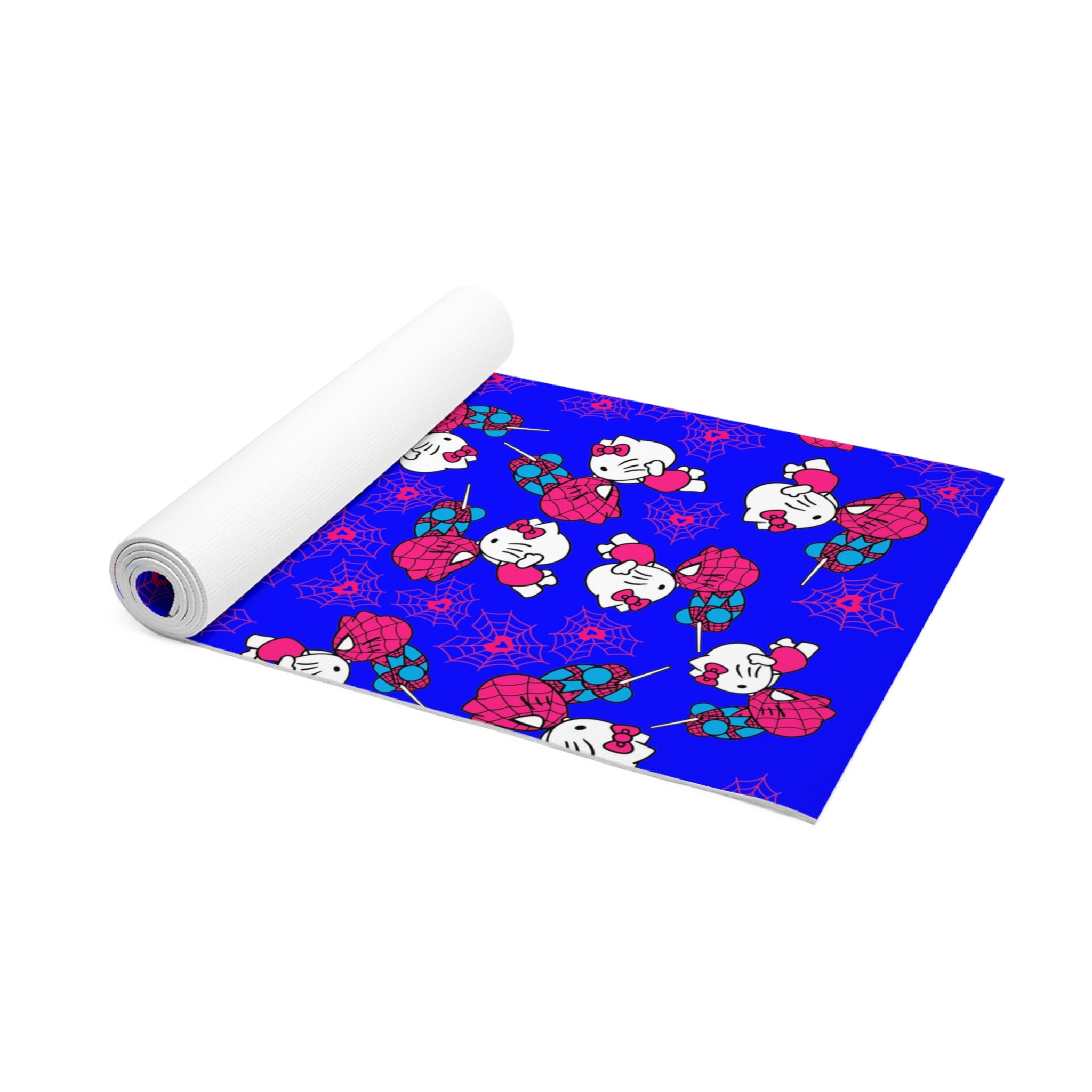 Foam yoga mat spider kitty blue