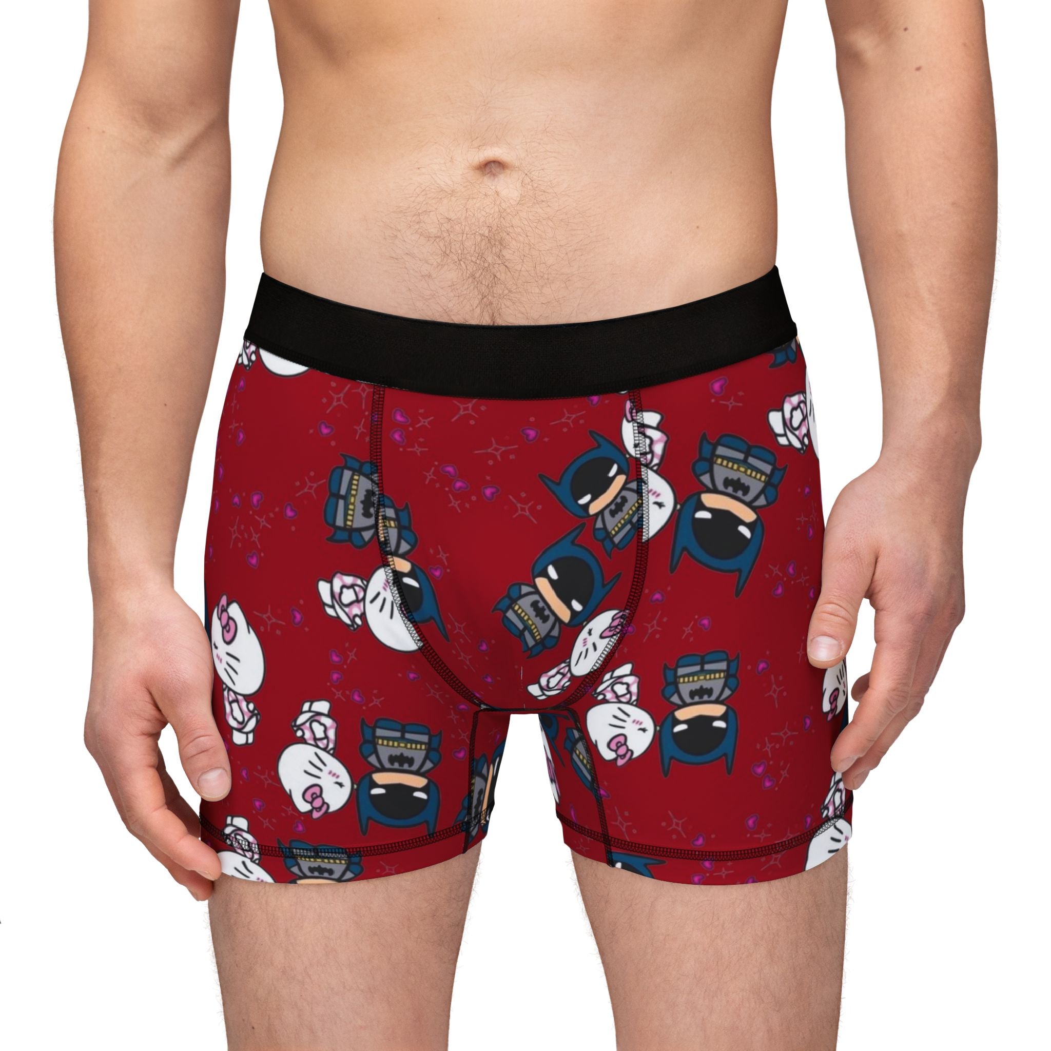 Men's boxers kitty batman valentine kiss red