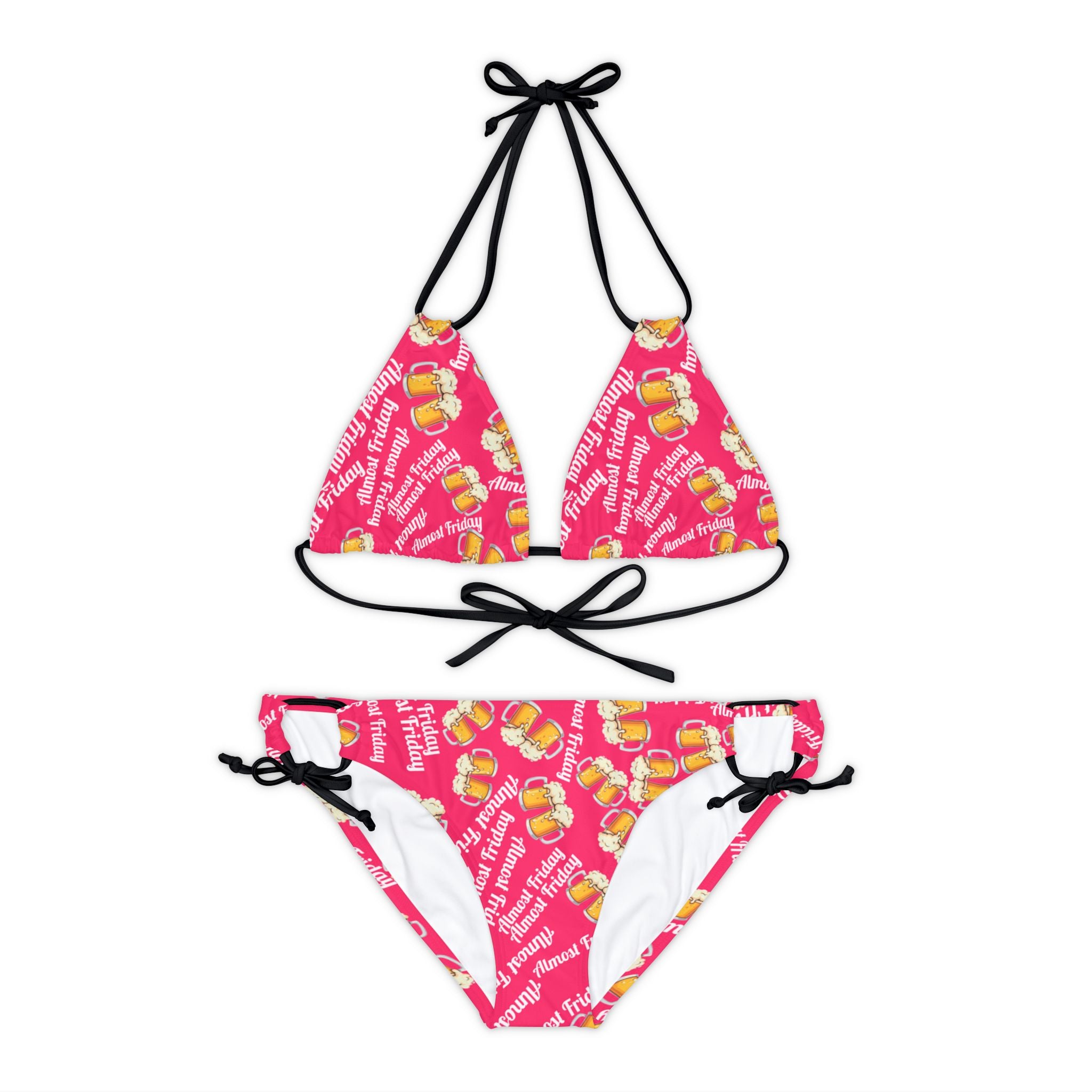 Strappy bikini set almost friday beer pink