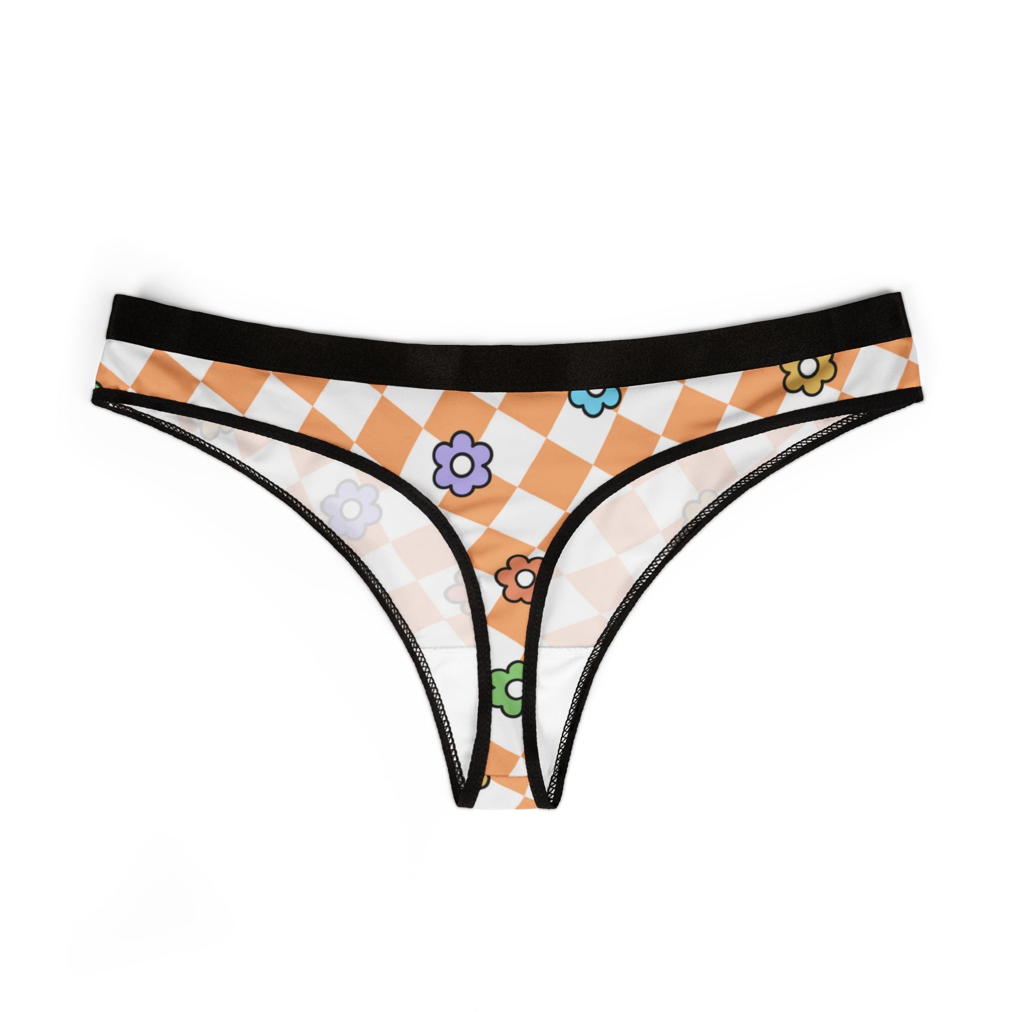 Women's thongs spring flower checkered