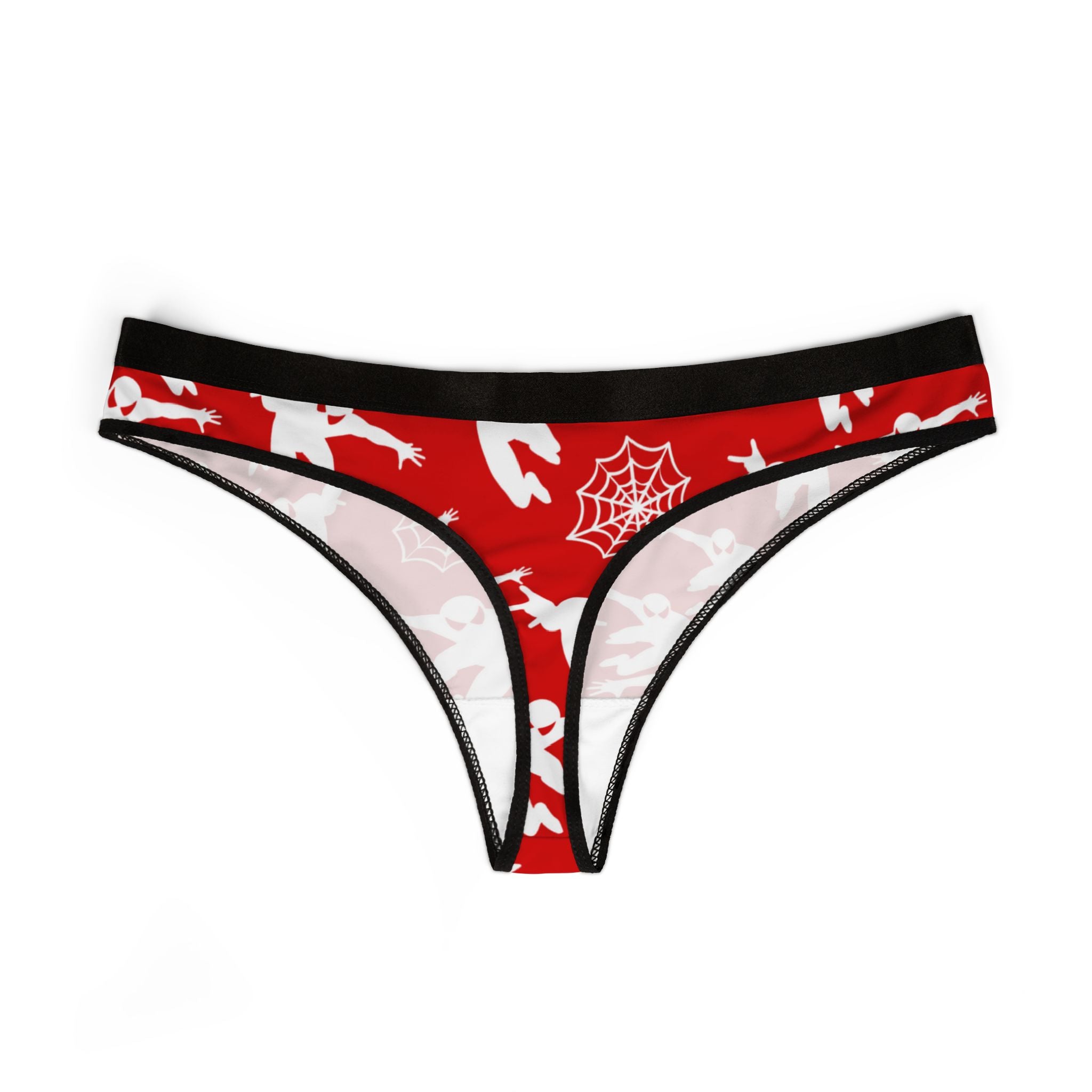 Women's thongs spiderman web plain red