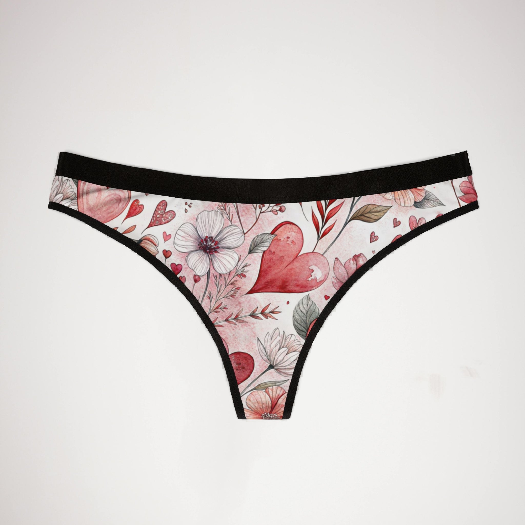 Women's thongs romantic watercolor wedding anniversary