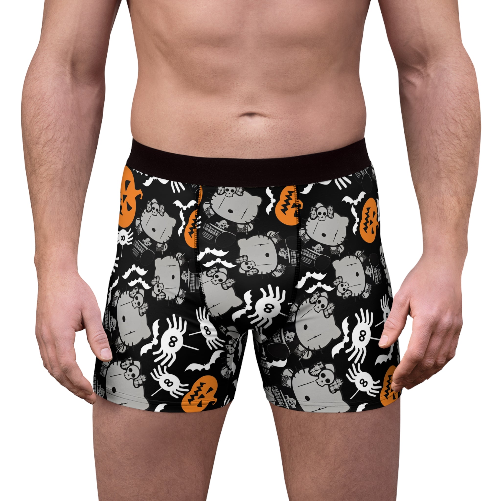 Men's boxer briefs kitty blank pumpkin halloween black