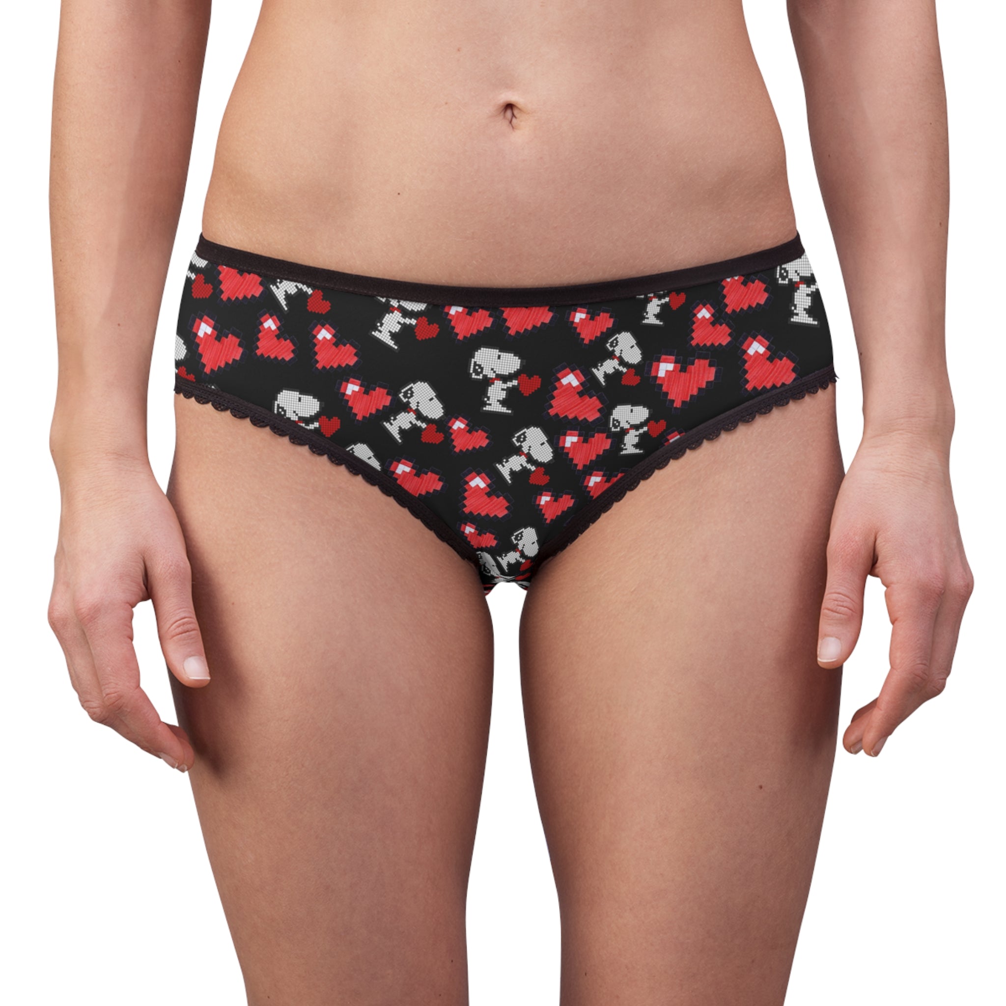 Women's briefs snoopy hearts valentine black