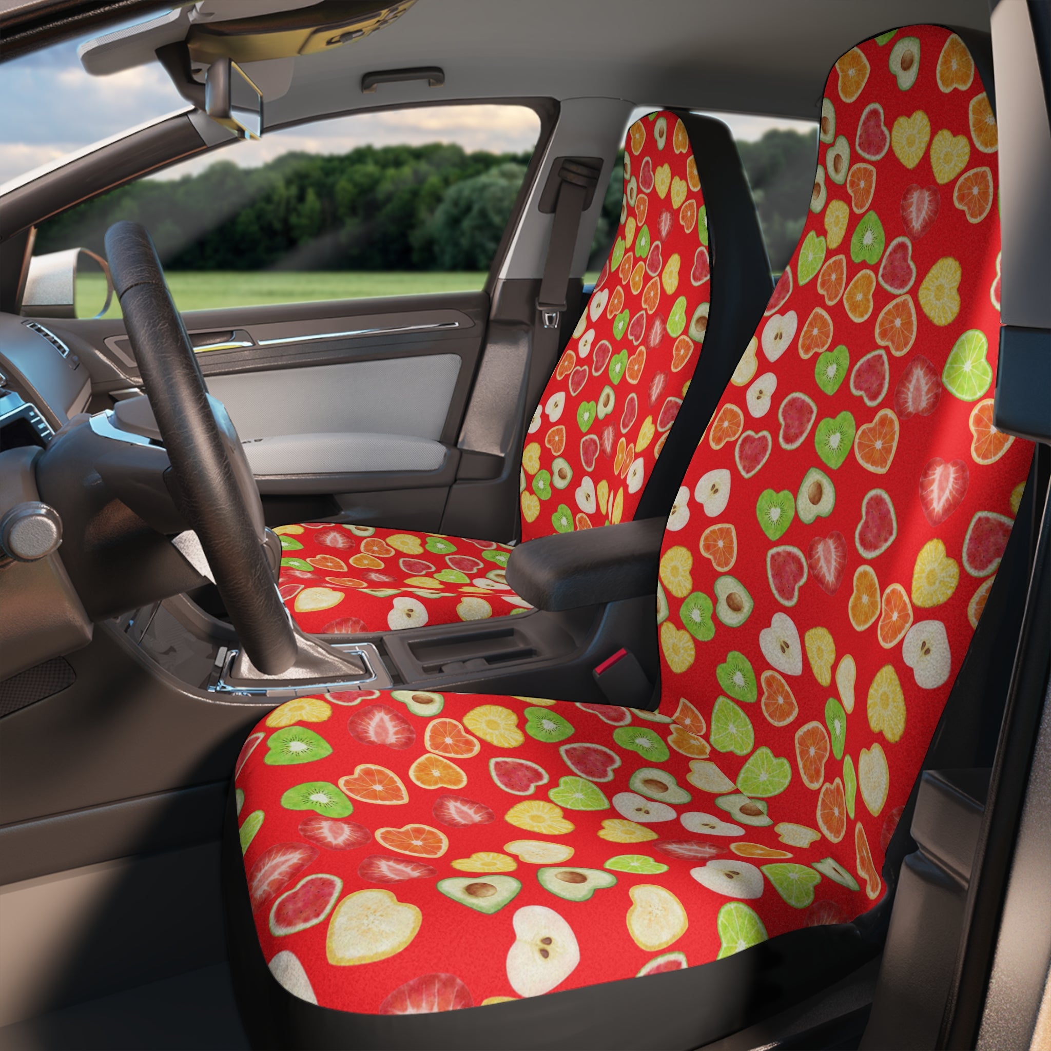 Car seat covers heart fruits red