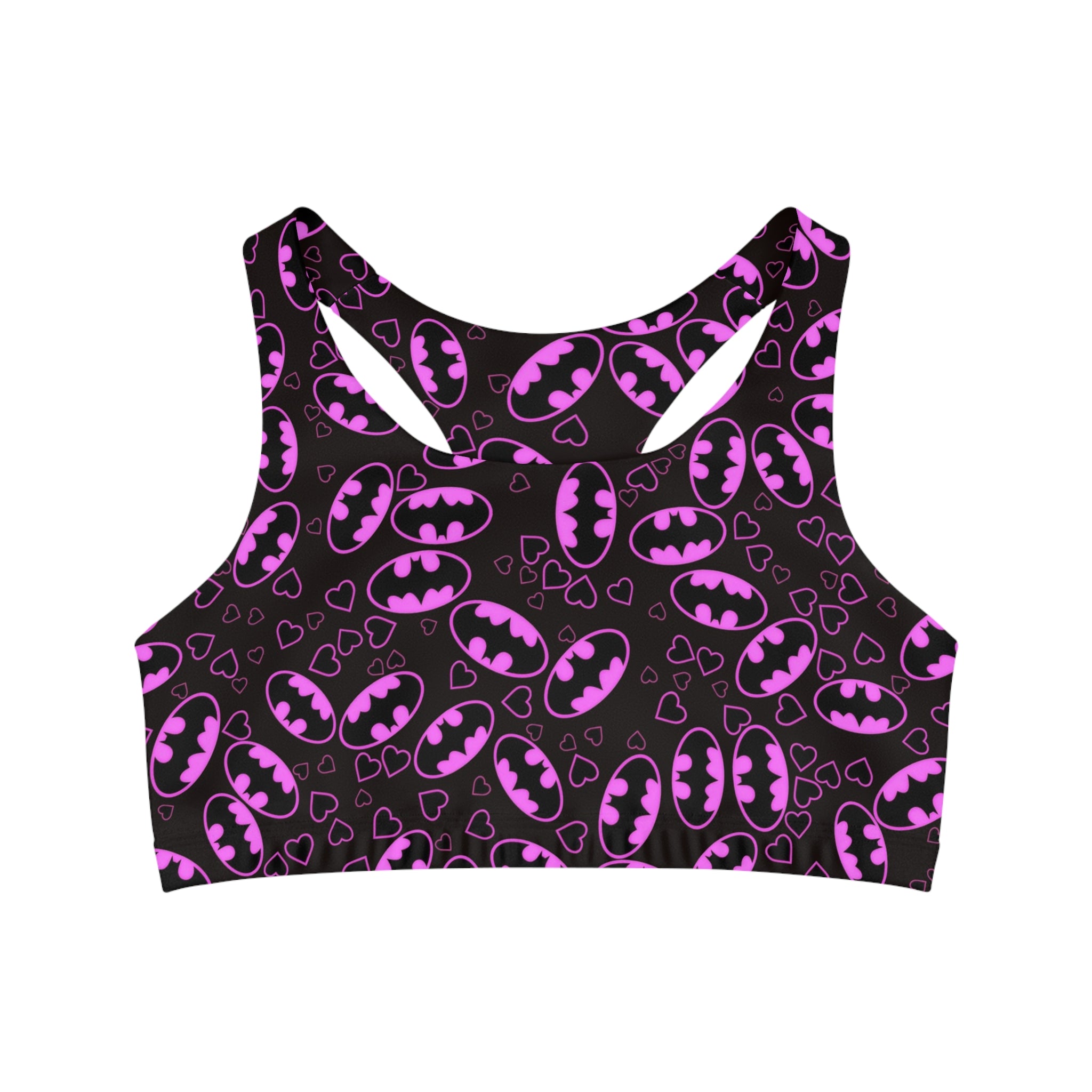 Sports bra batman hearts valentine love black