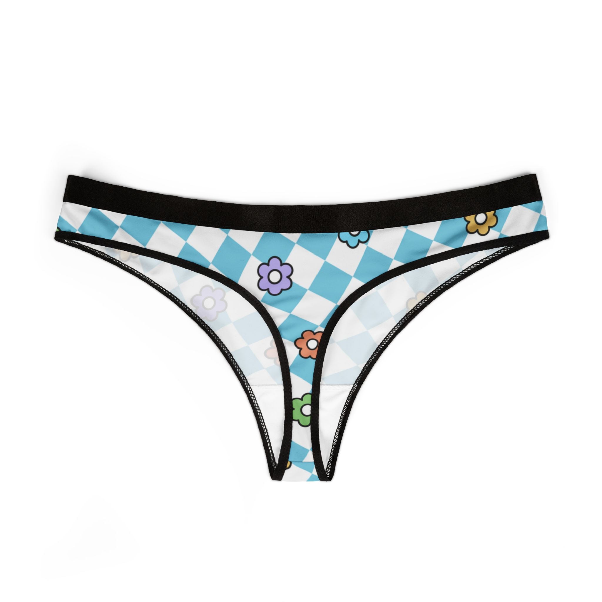 Women's thongs spring flower checkered