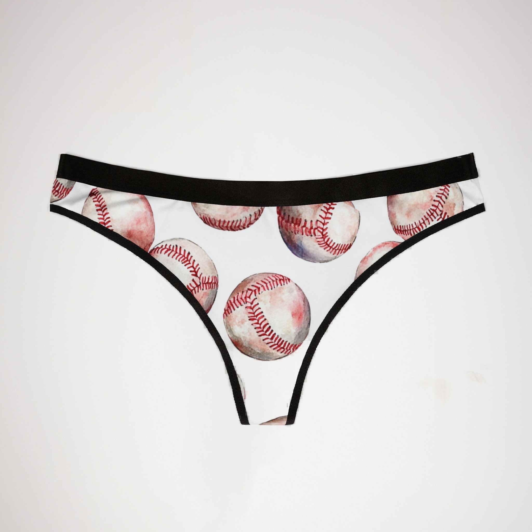 Women's thongs watercolor baseball one