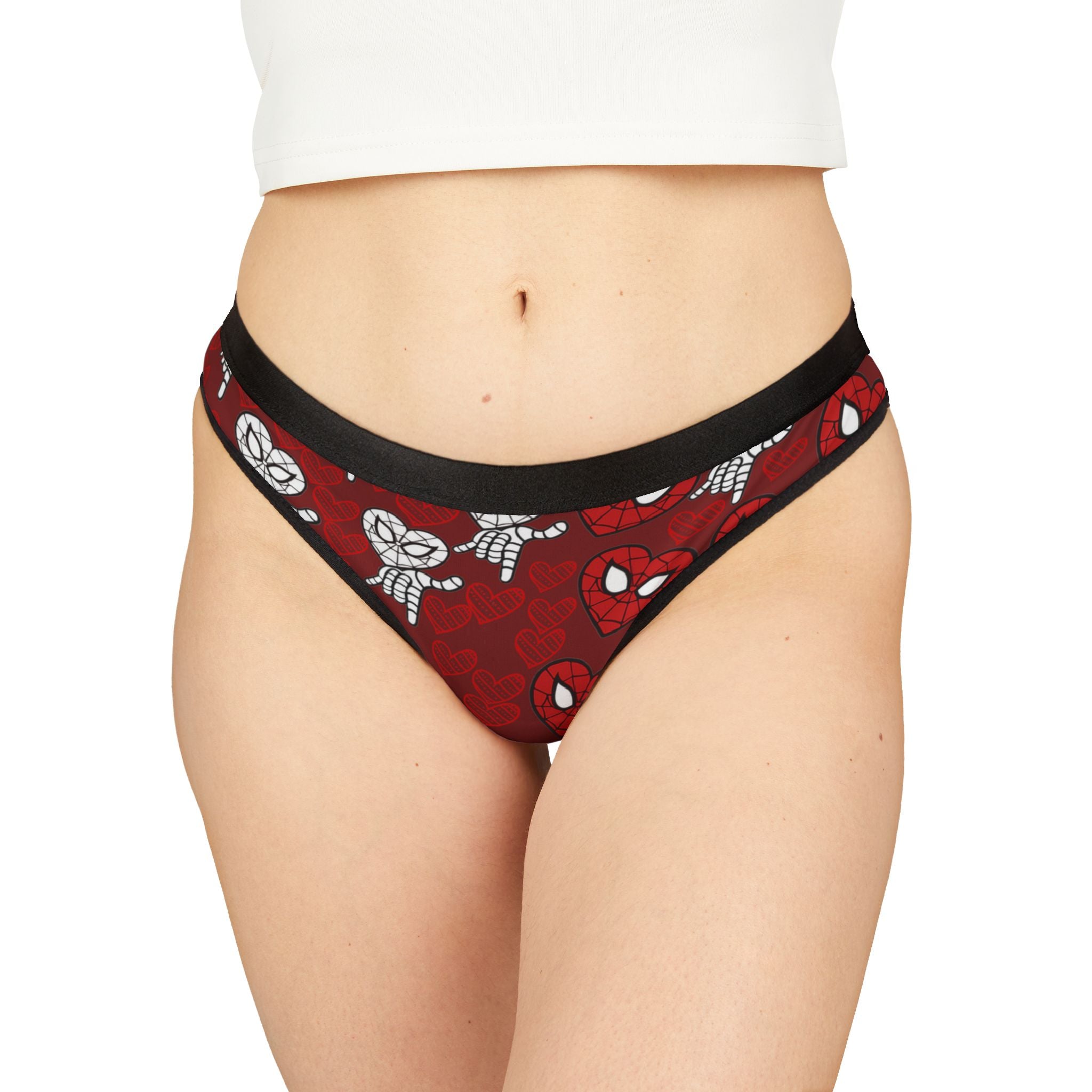 Women's thongs spider heart red