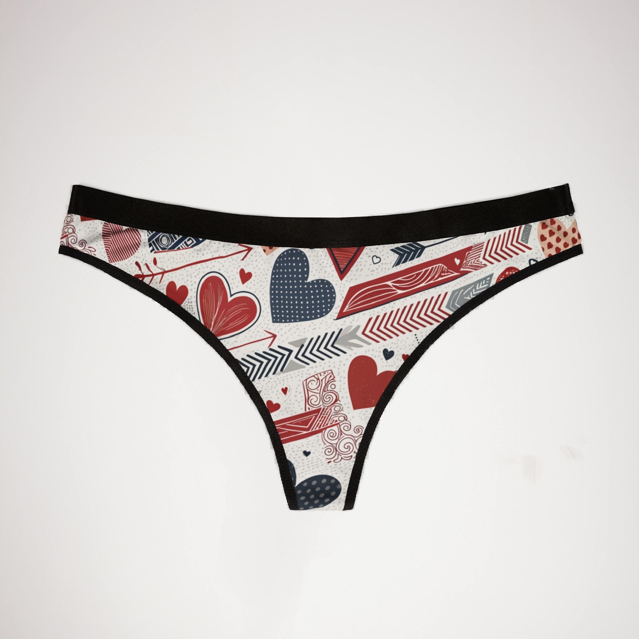 Women's thongs valentine heart retro