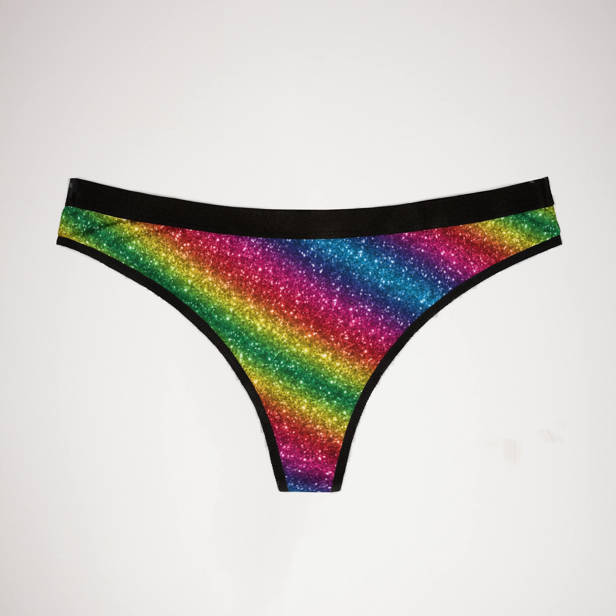 Women's thongs rainbow glitter