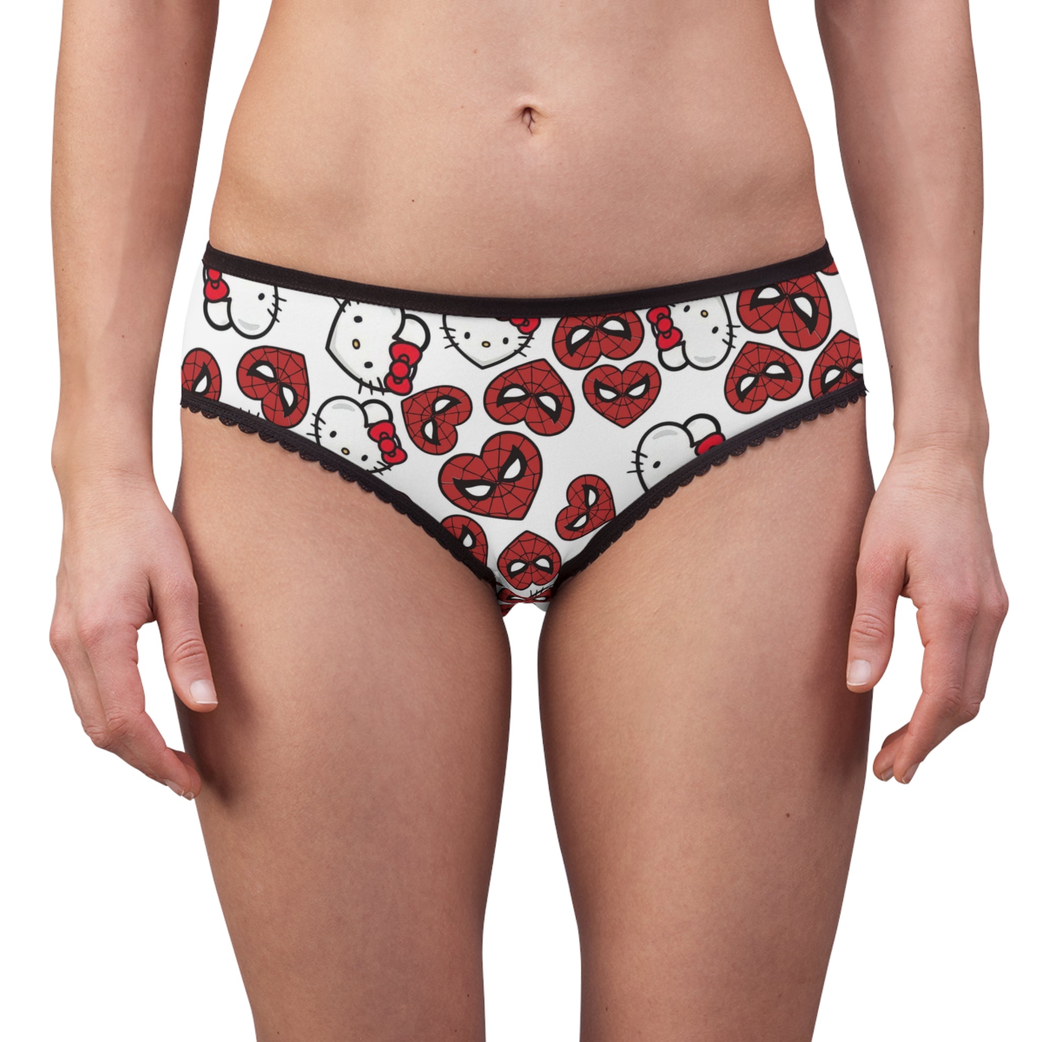 Women's briefs spider kitty double hearts white