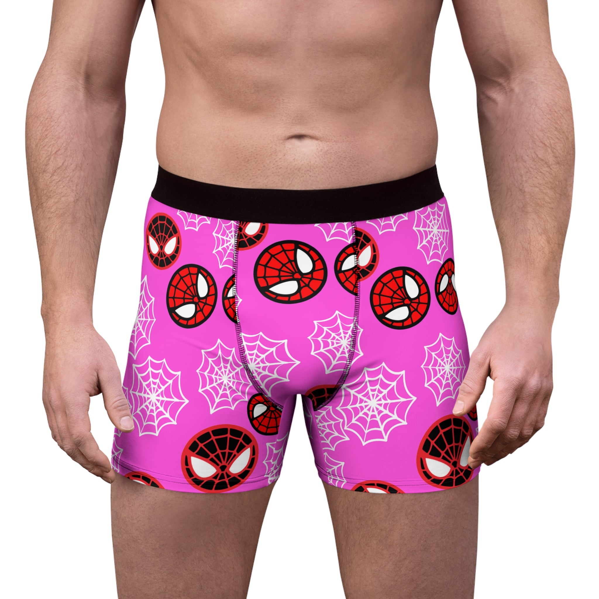 Men's boxer briefs spider circle web pink