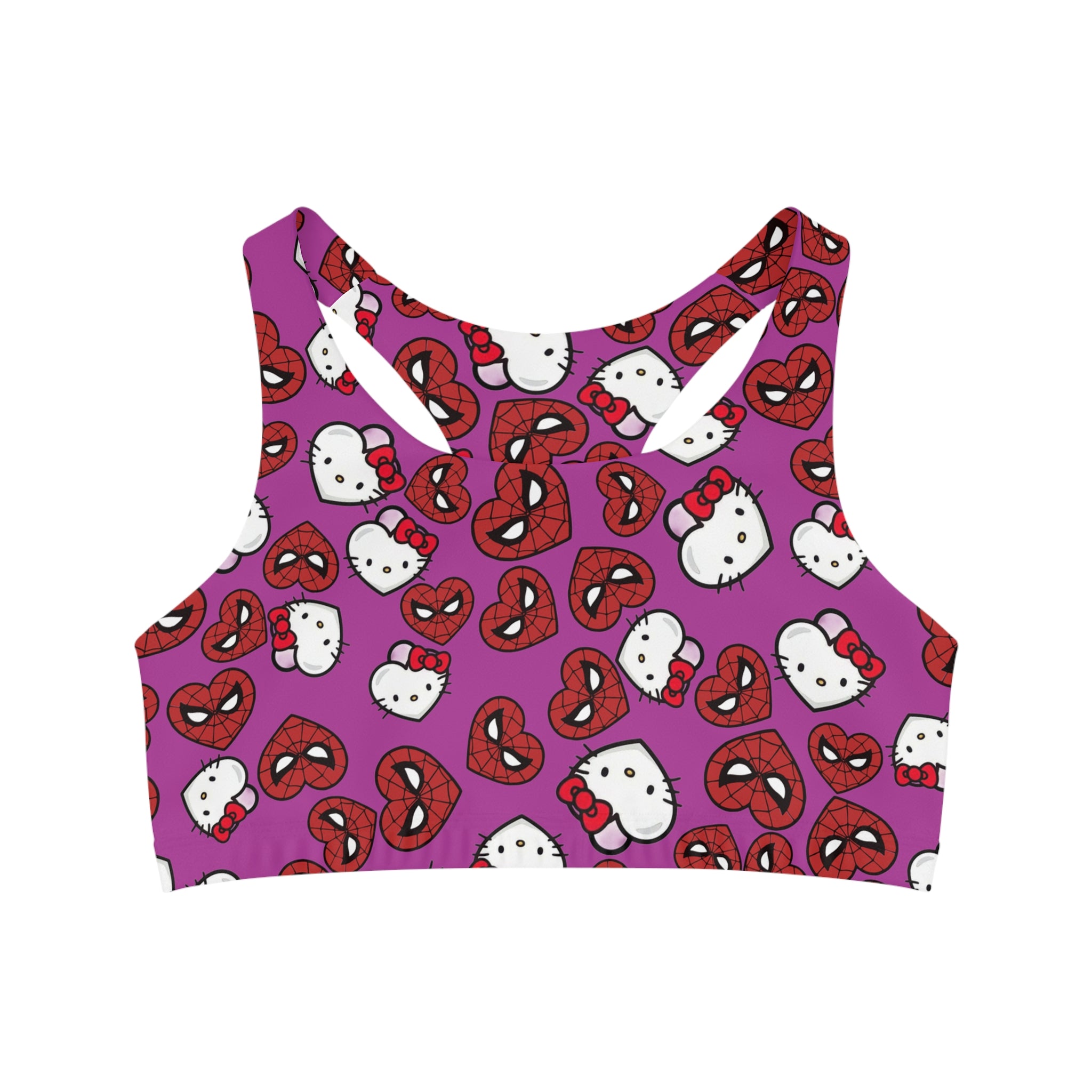 Sports bra spider kitty double hearts purple