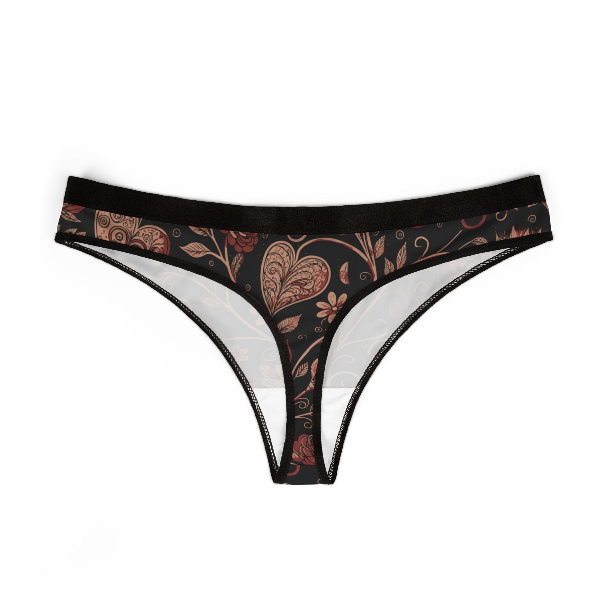 Women's thongs valentine heart retro one