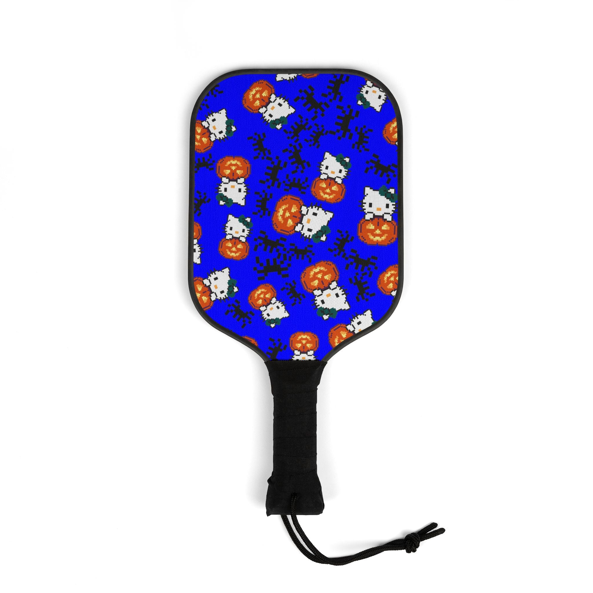 Pickleball kit (2 paddles + 2 balls + transparent bag) kitty pumpkin Halloween pixel spider blue