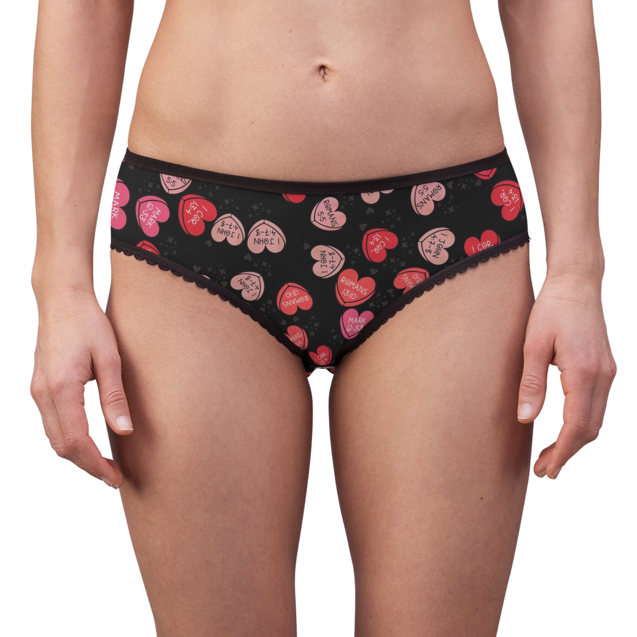 Women's briefs christian valentine sweet hearts black