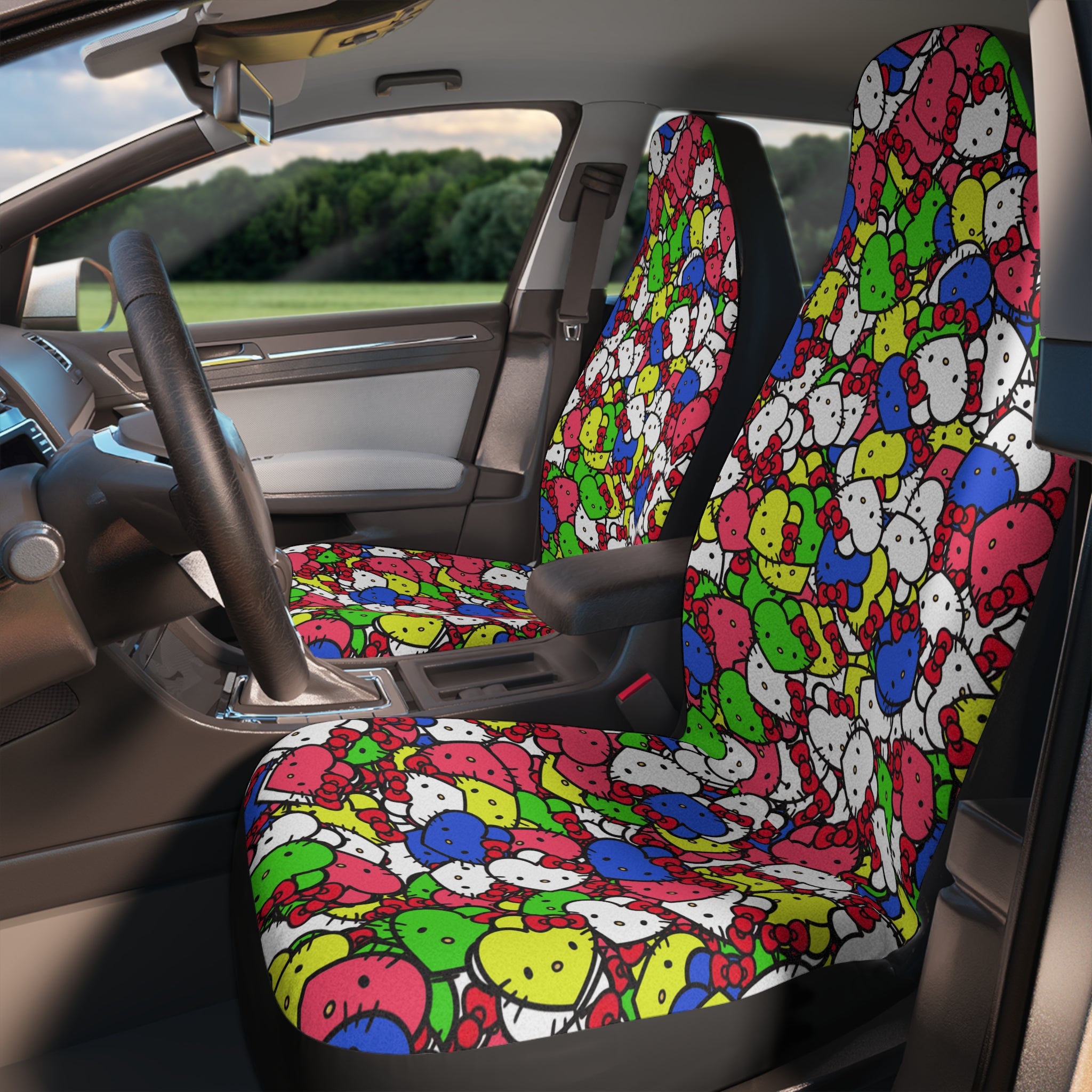 Car seat covers kitty hearts multi colors nature