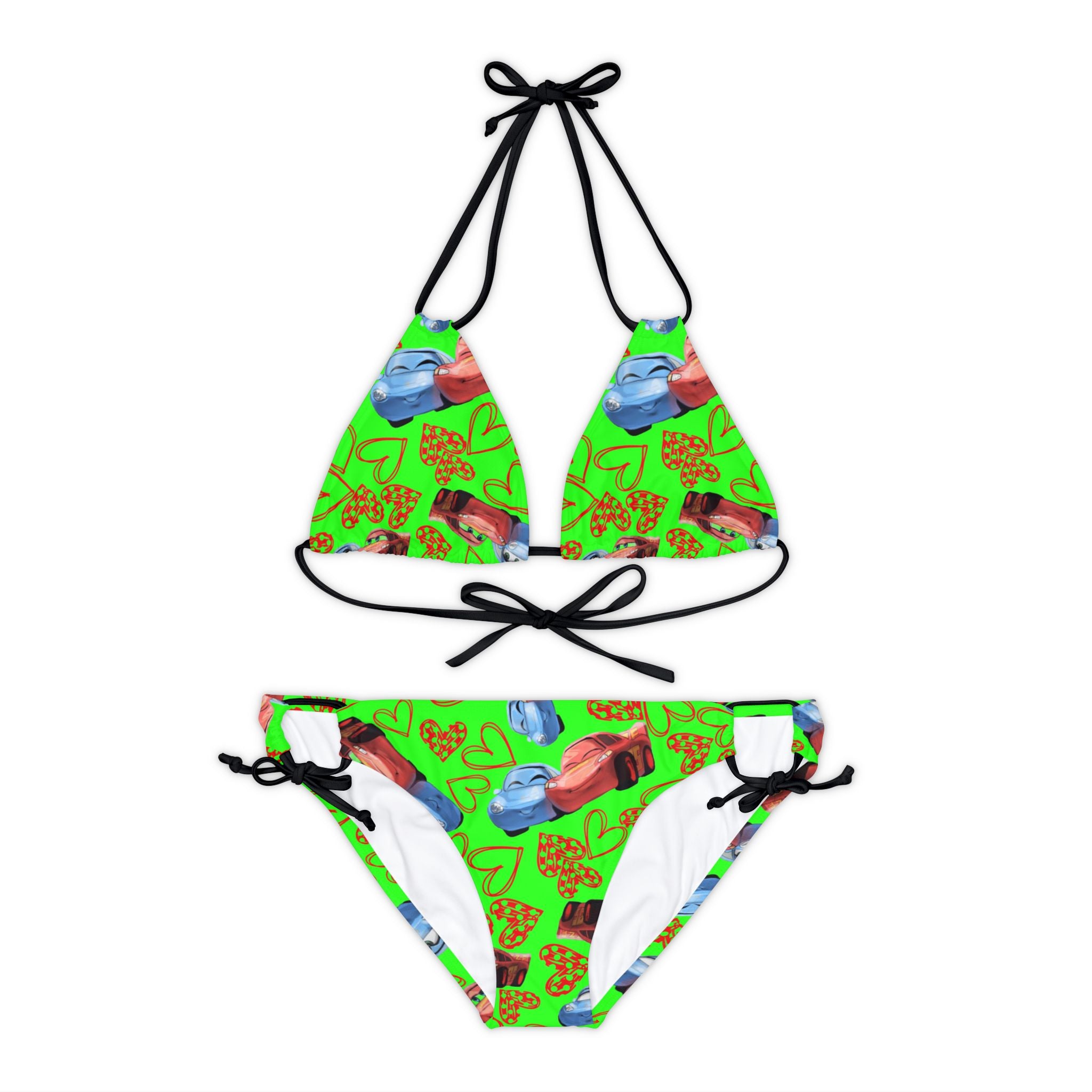 Strappy bikini set mcqueen couples hearts green