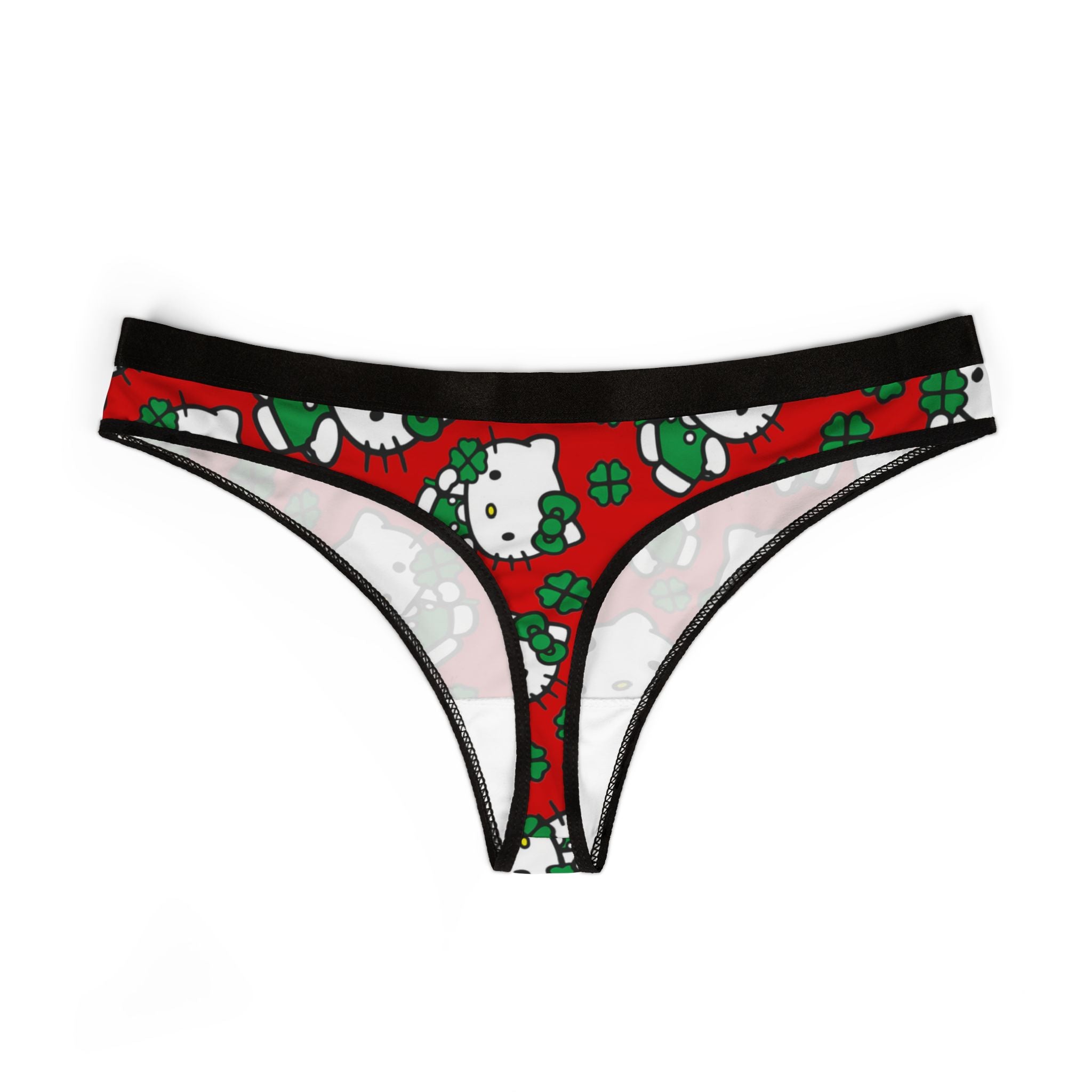 Women's thongs kitty saint patrick lucky red