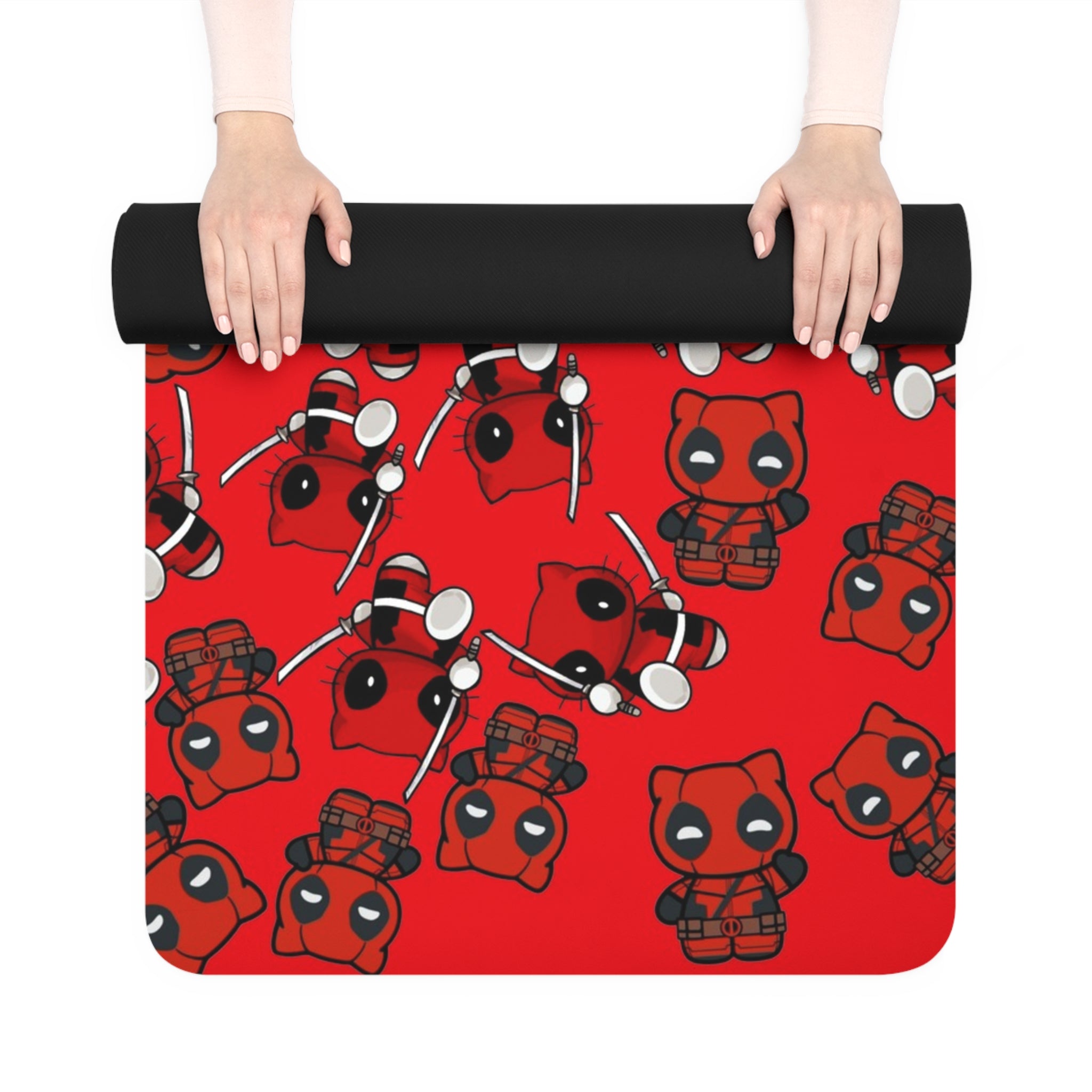 Rubber yoga mat kitty deadpool red