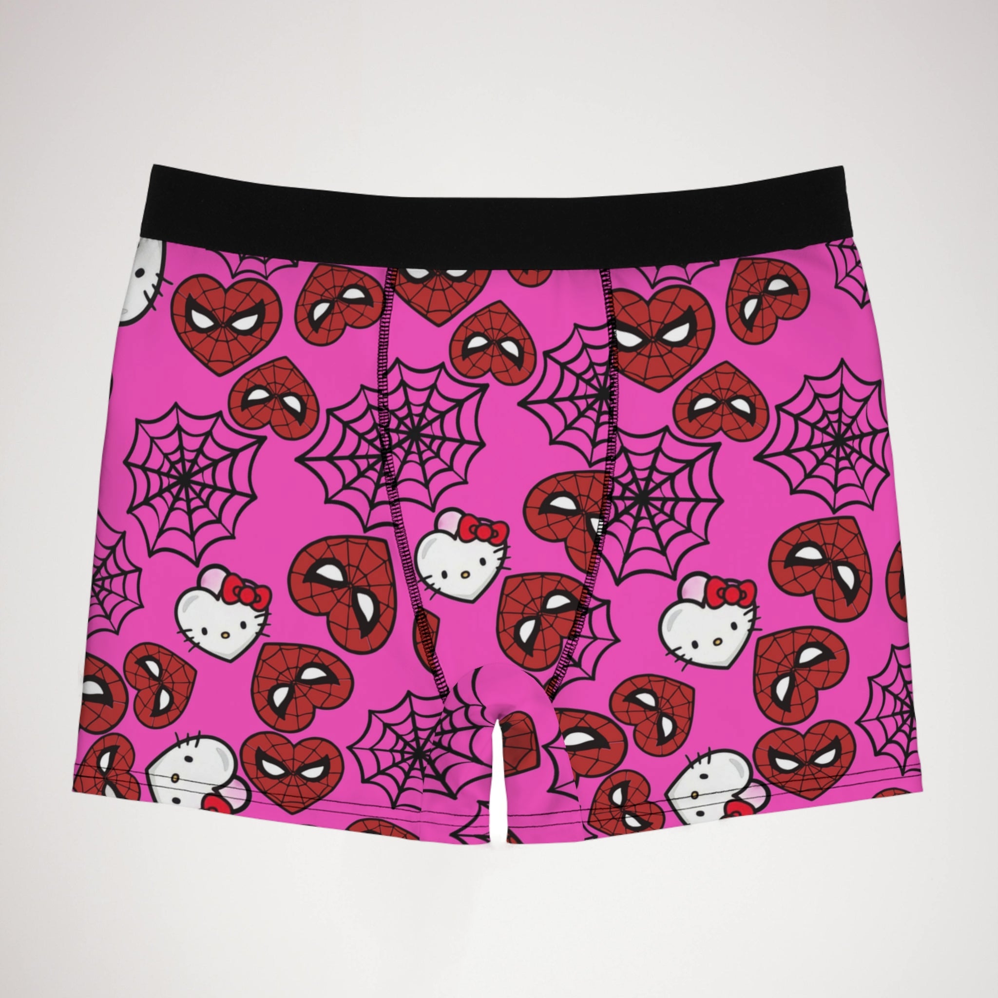 Men's boxer briefs kitty spider web heart pink