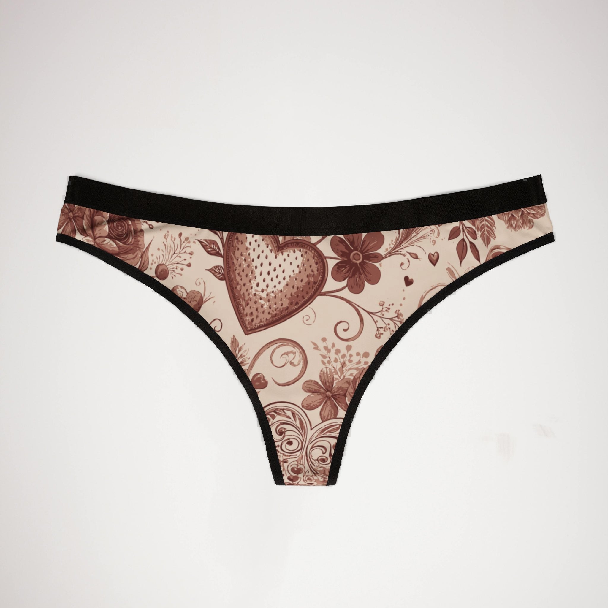 Women's thongs valentine heart retro