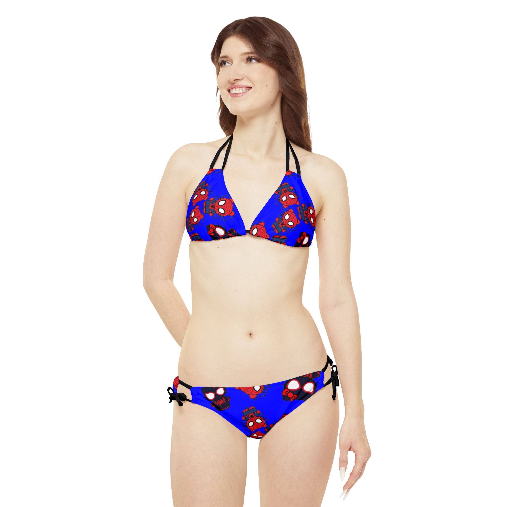 Strappy bikini set kitty spider dark blue