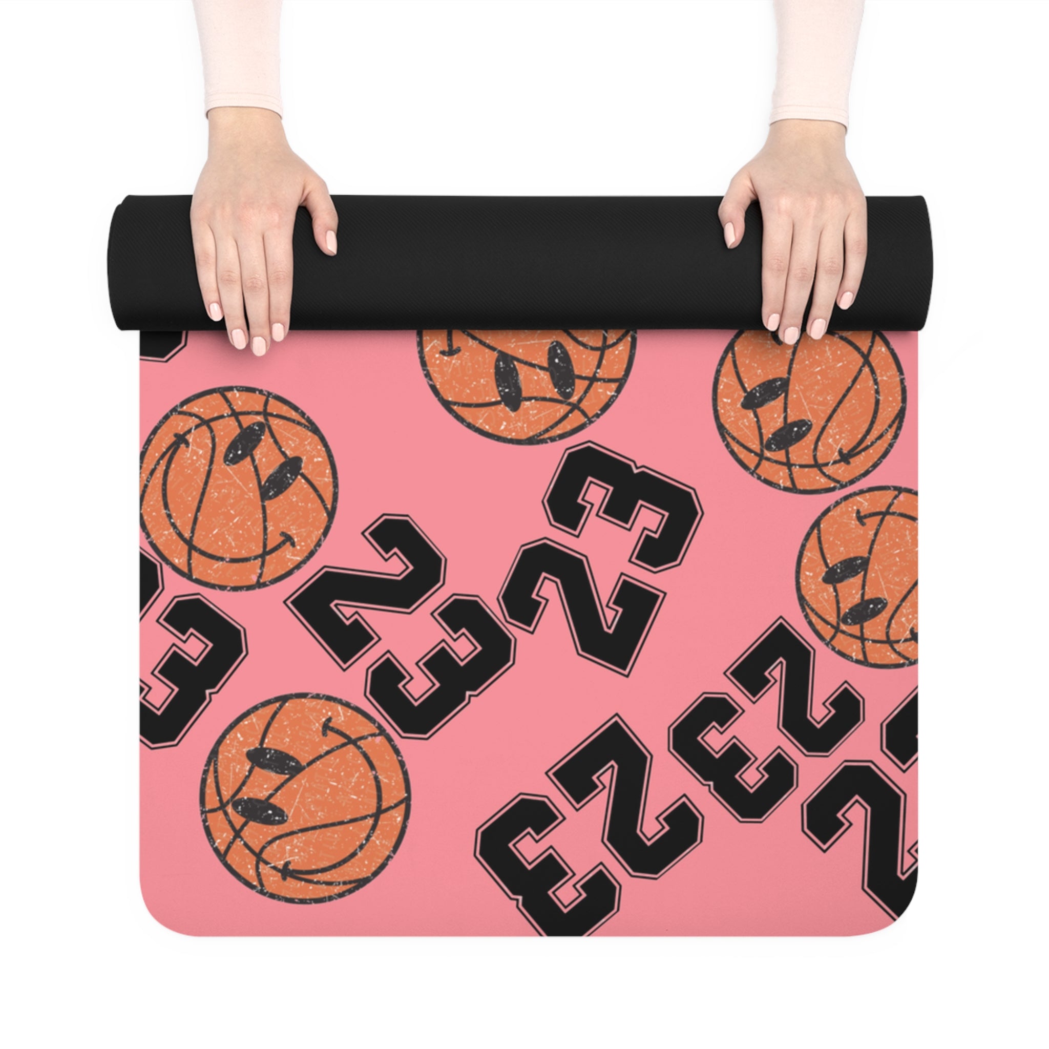 Rubber yoga mat number   basketball pink