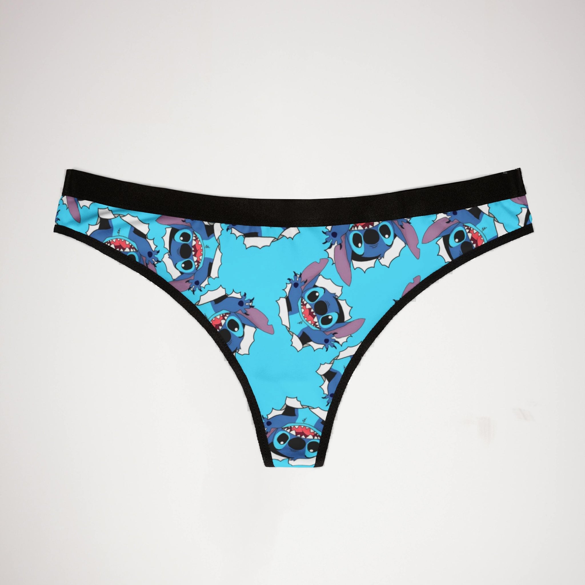 Women's thongs stitch cyan