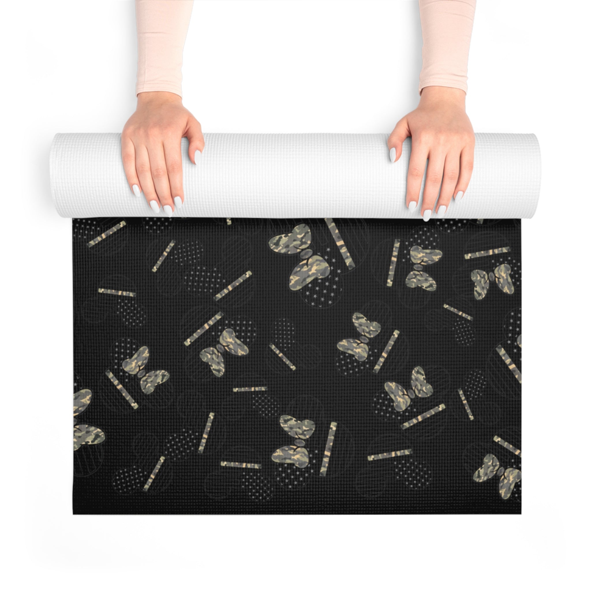 Foam yoga mat veterans day mickey minnie black