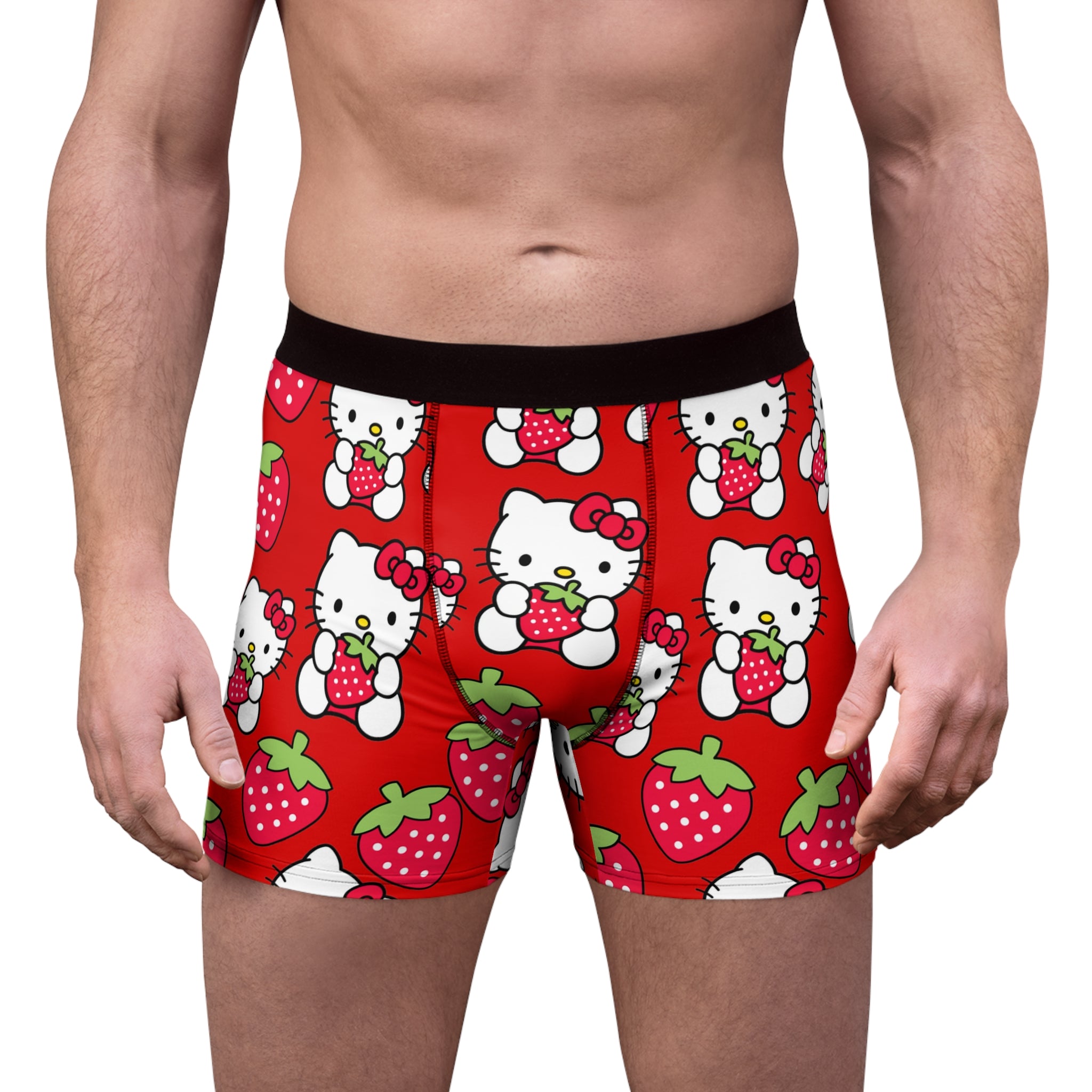 Men's boxer briefs kitty strawberry valentine love red