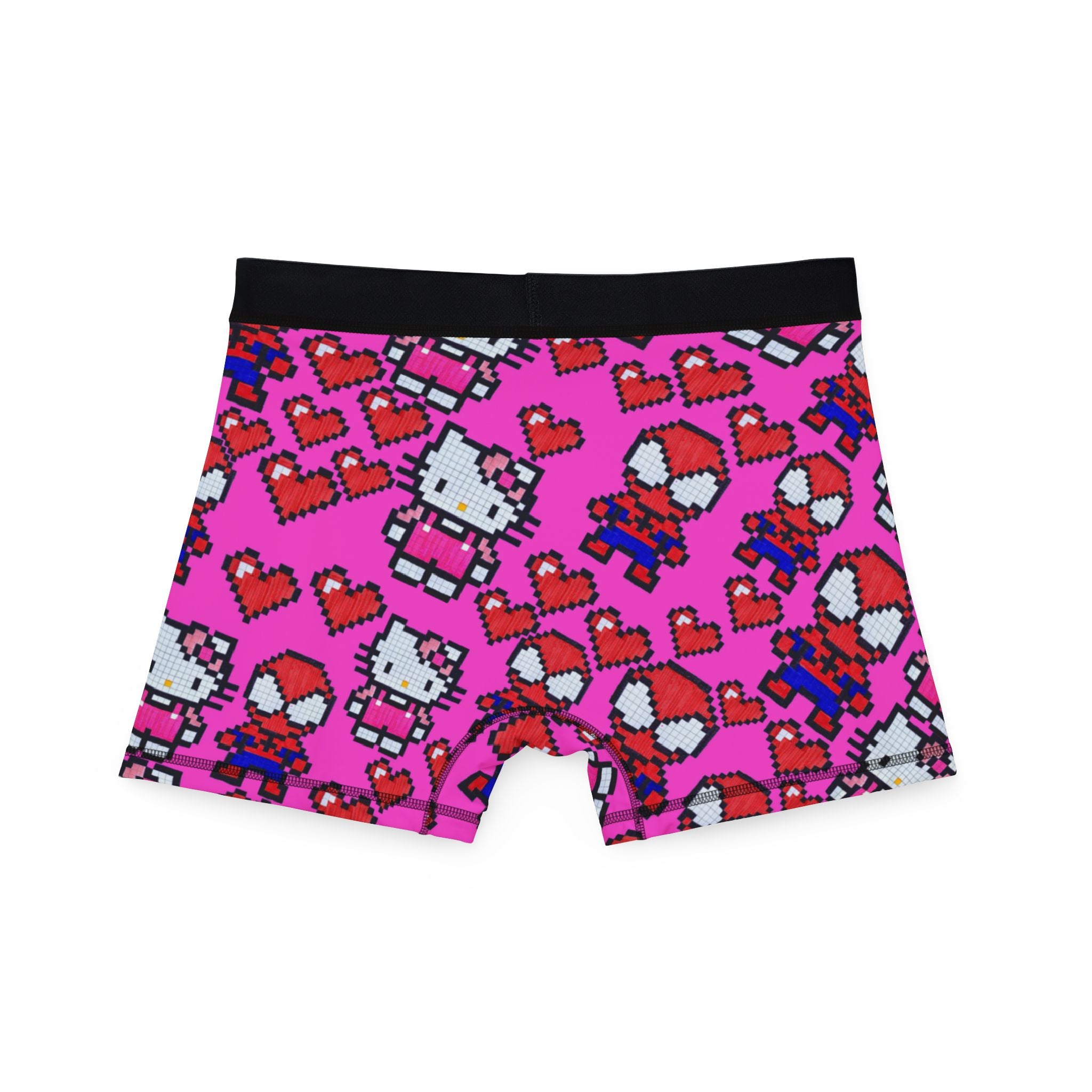 Men's boxers spider kitty pixel heart love valentine pink