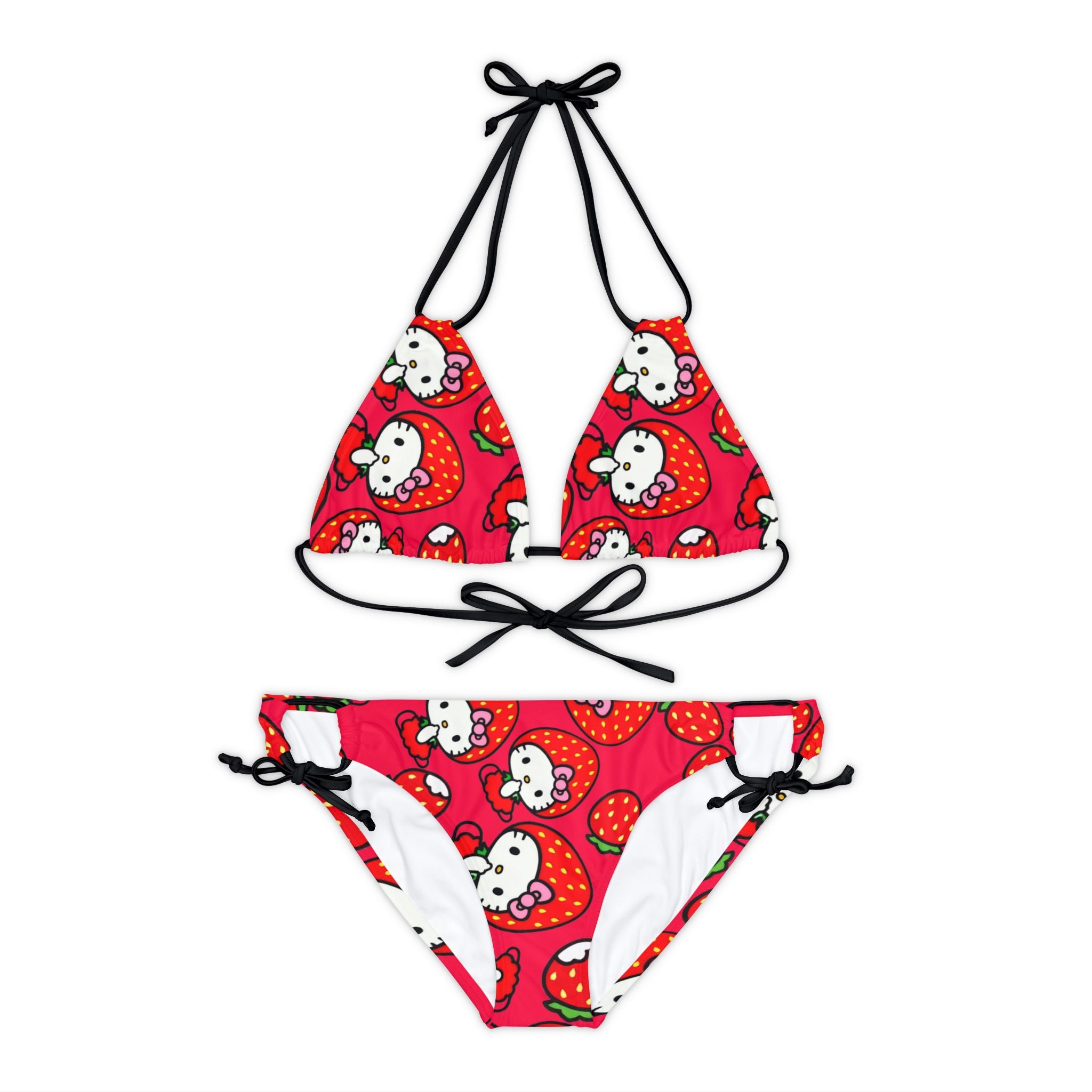 Strappy bikini set kitty strawberry valentine red