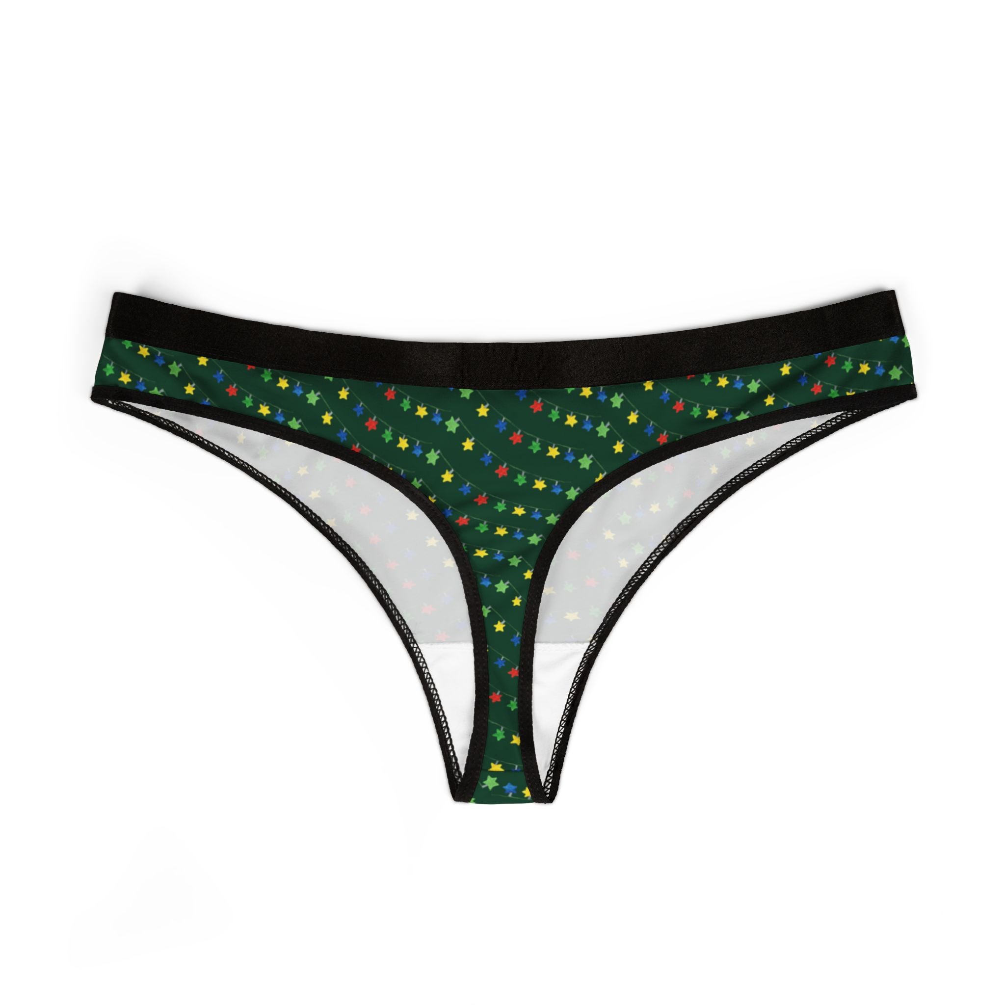 Women's thongs green christmas santa