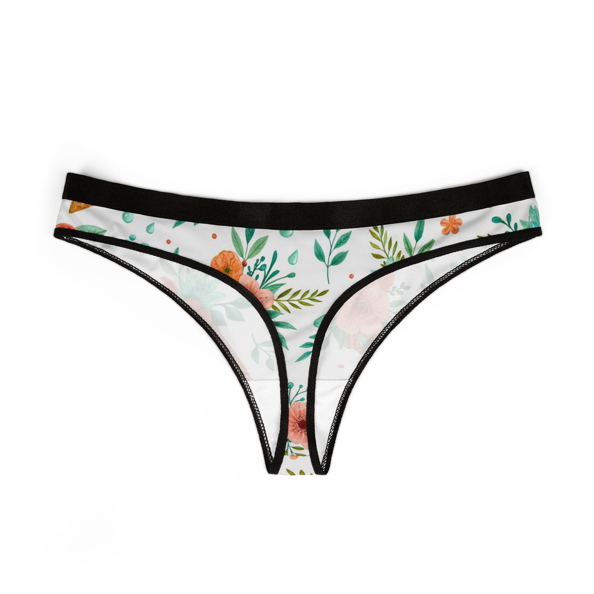 Women's thongs floral ice cream