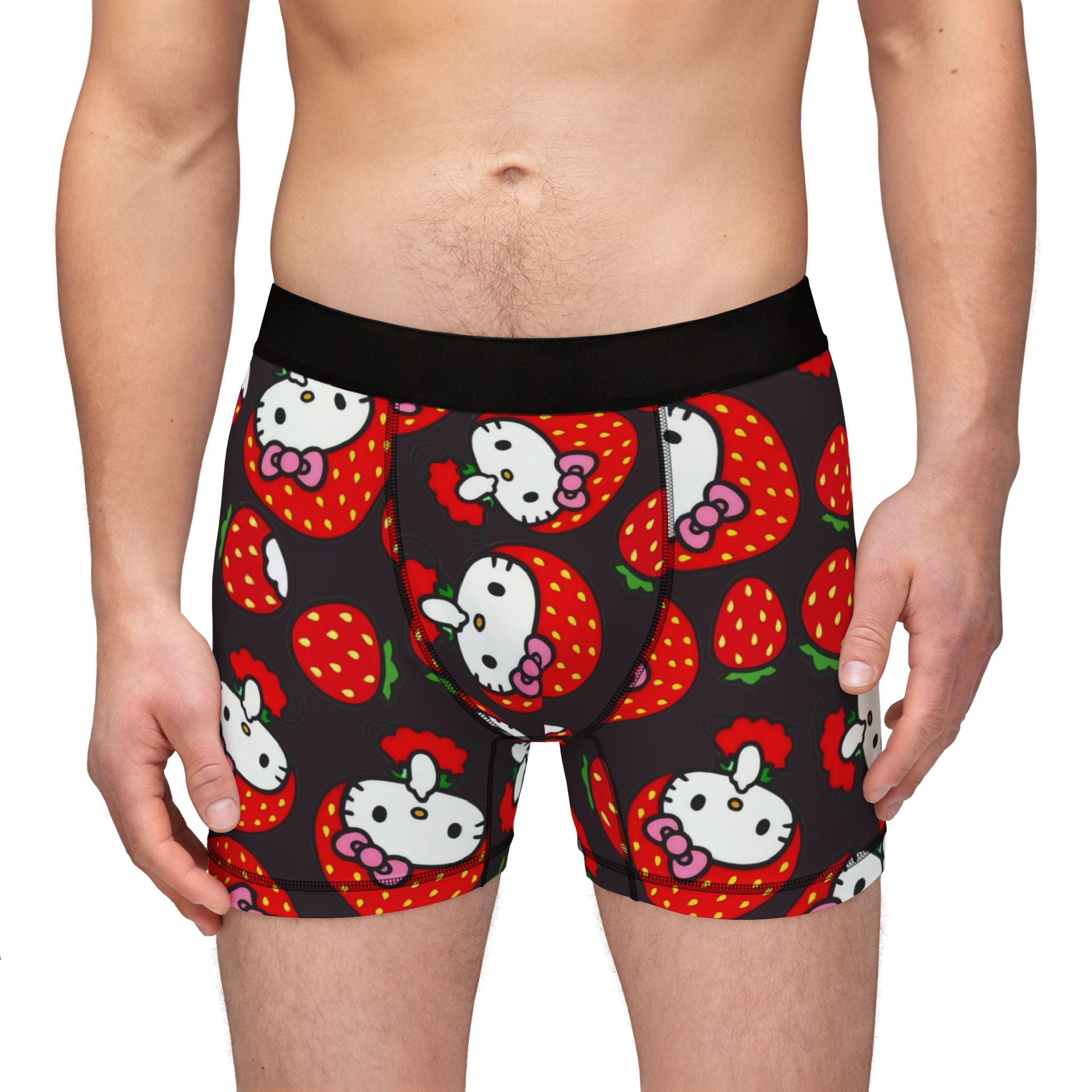 Men's boxers kitty strawberry valentine black