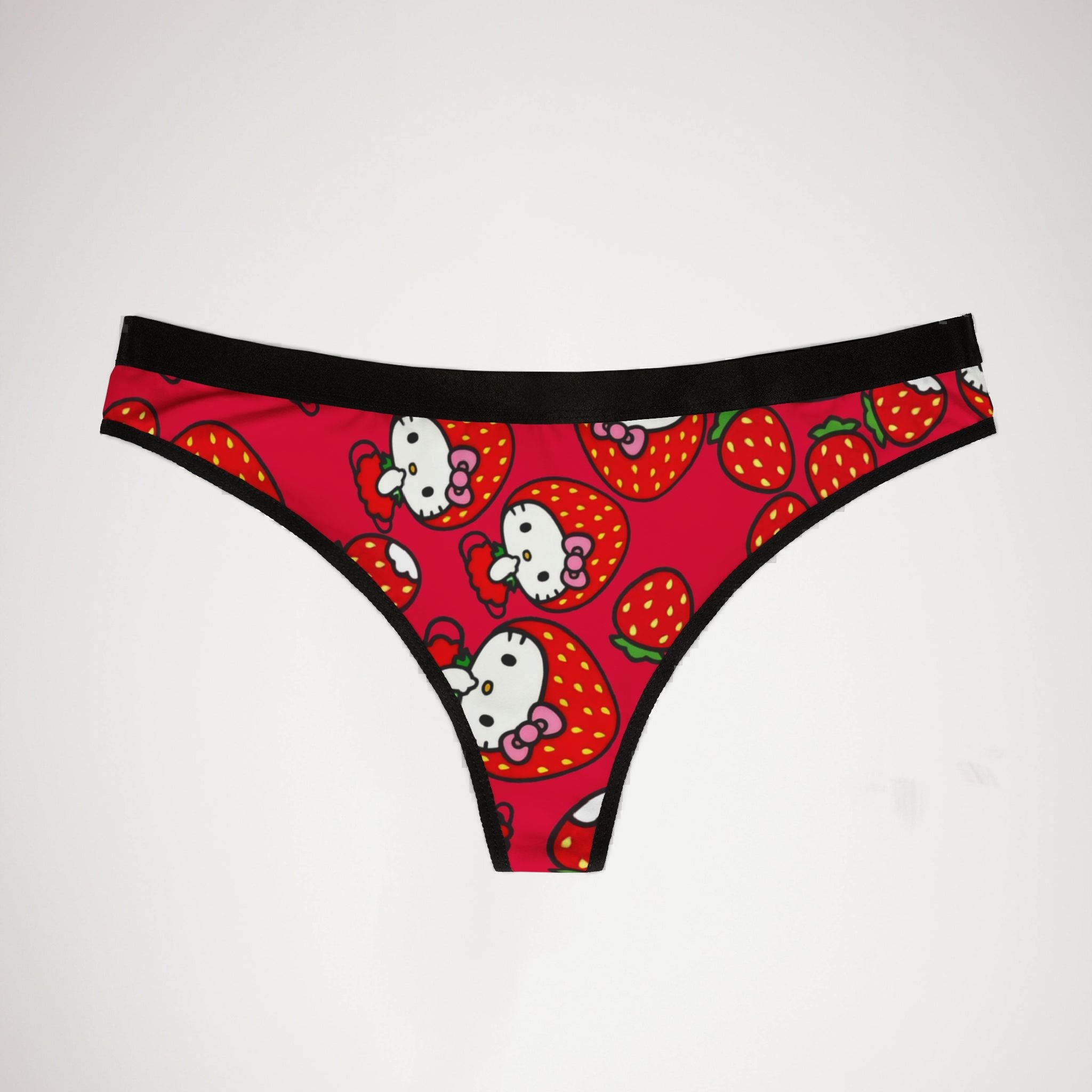 Women's thongs kitty strawberry valentine red