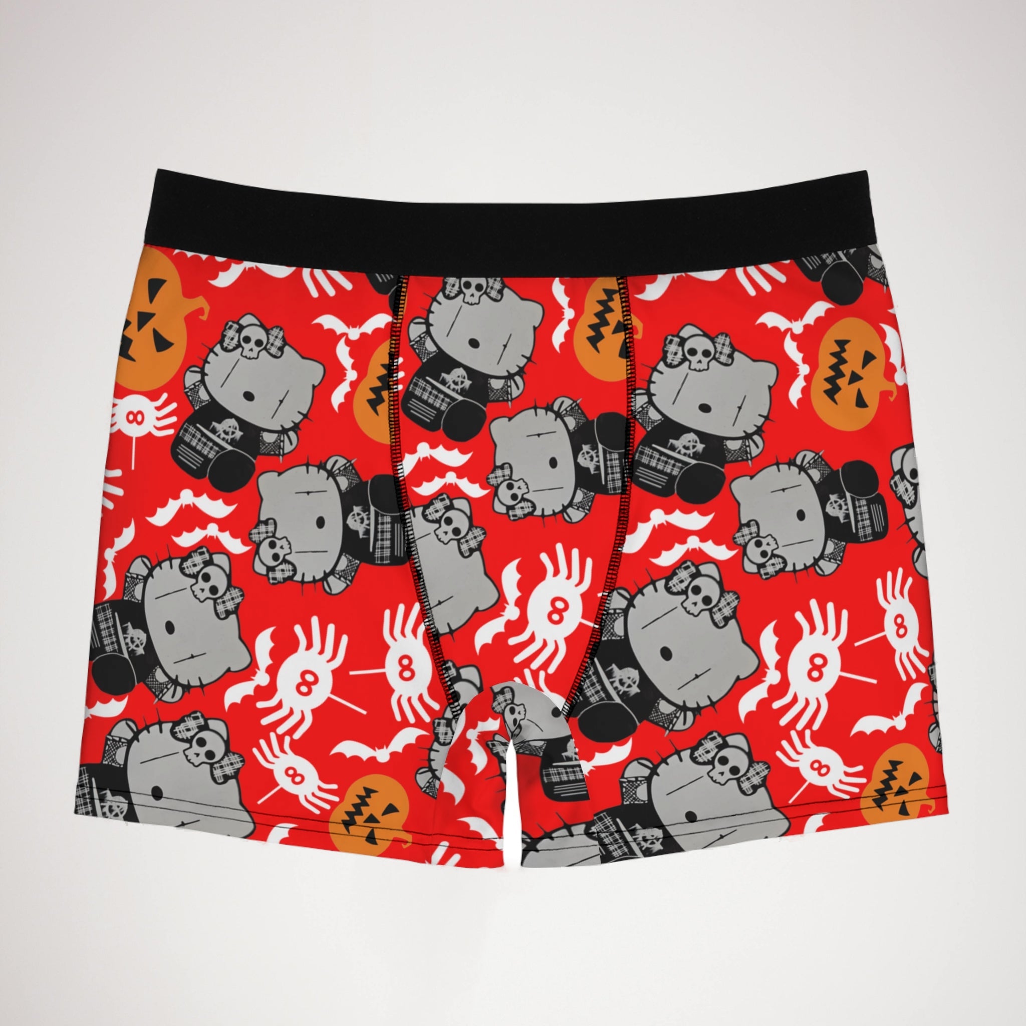 Men's boxer briefs kitty blank pumpkin halloween red