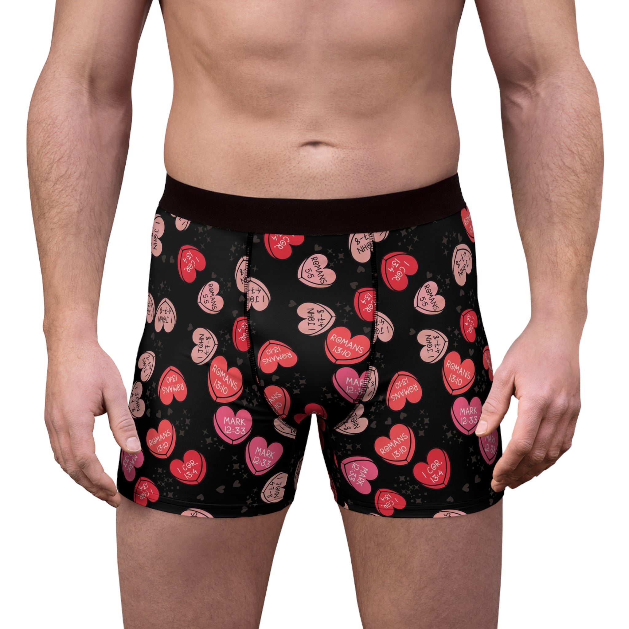 Men's boxer briefs christian valentine sweet hearts black