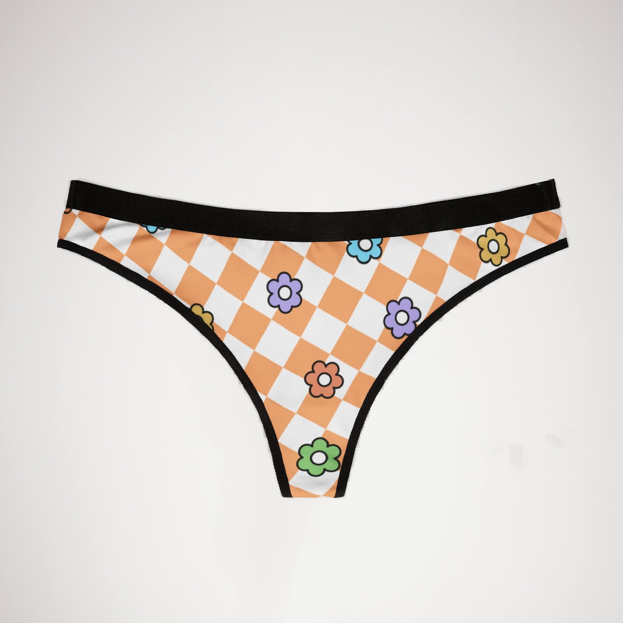 Women's thongs spring flower checkered