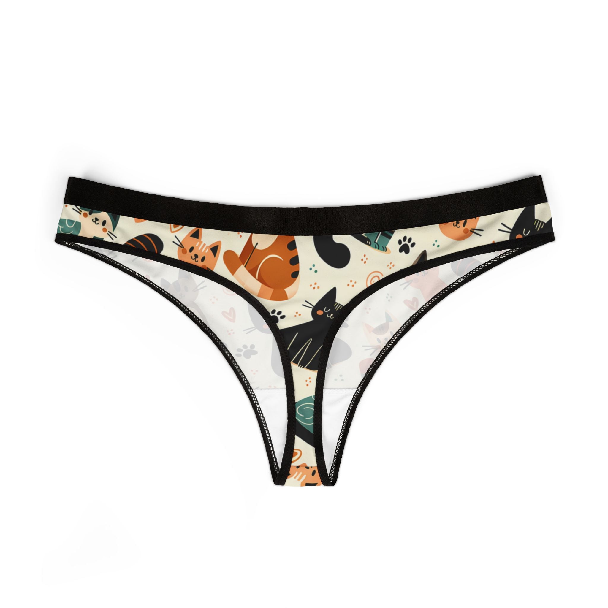 Women's thongs cute cats doodle