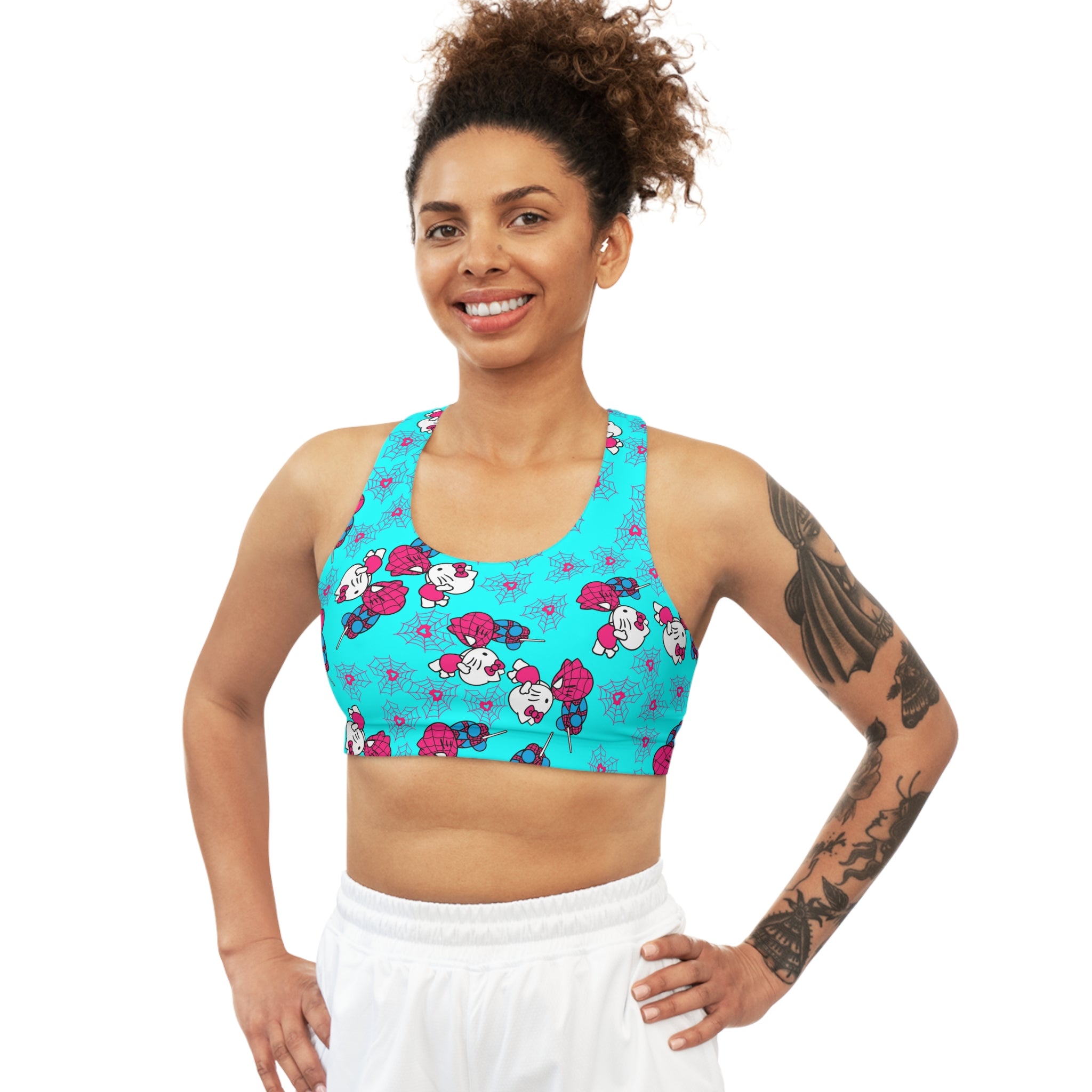 Sports bra spider kitty cyan