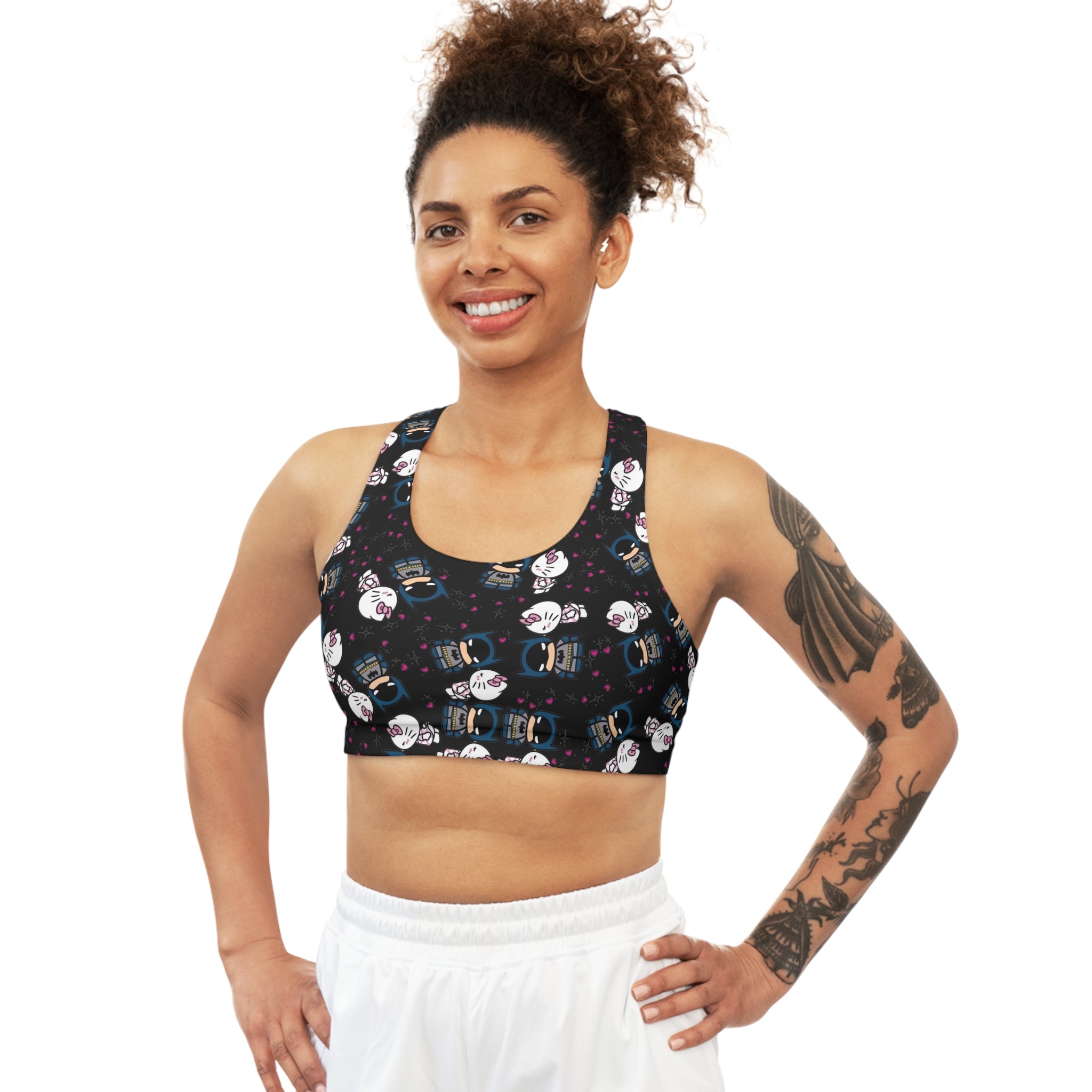 Sports bra kitty batman valentine kiss black