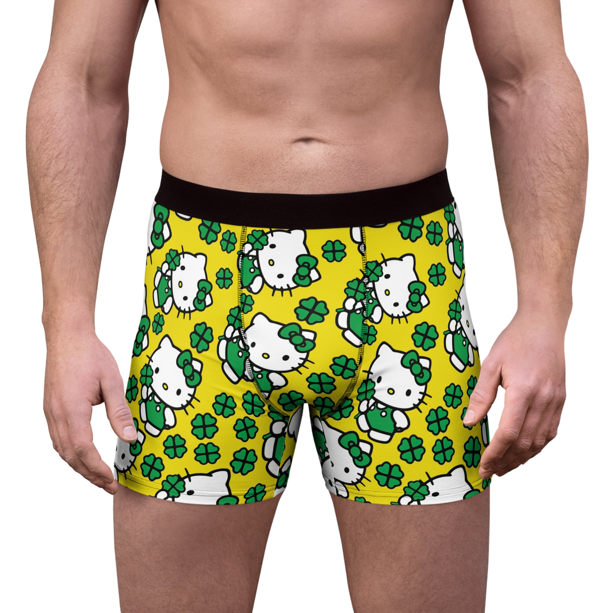 Men's boxer briefs kitty saint patrick lucky yellow