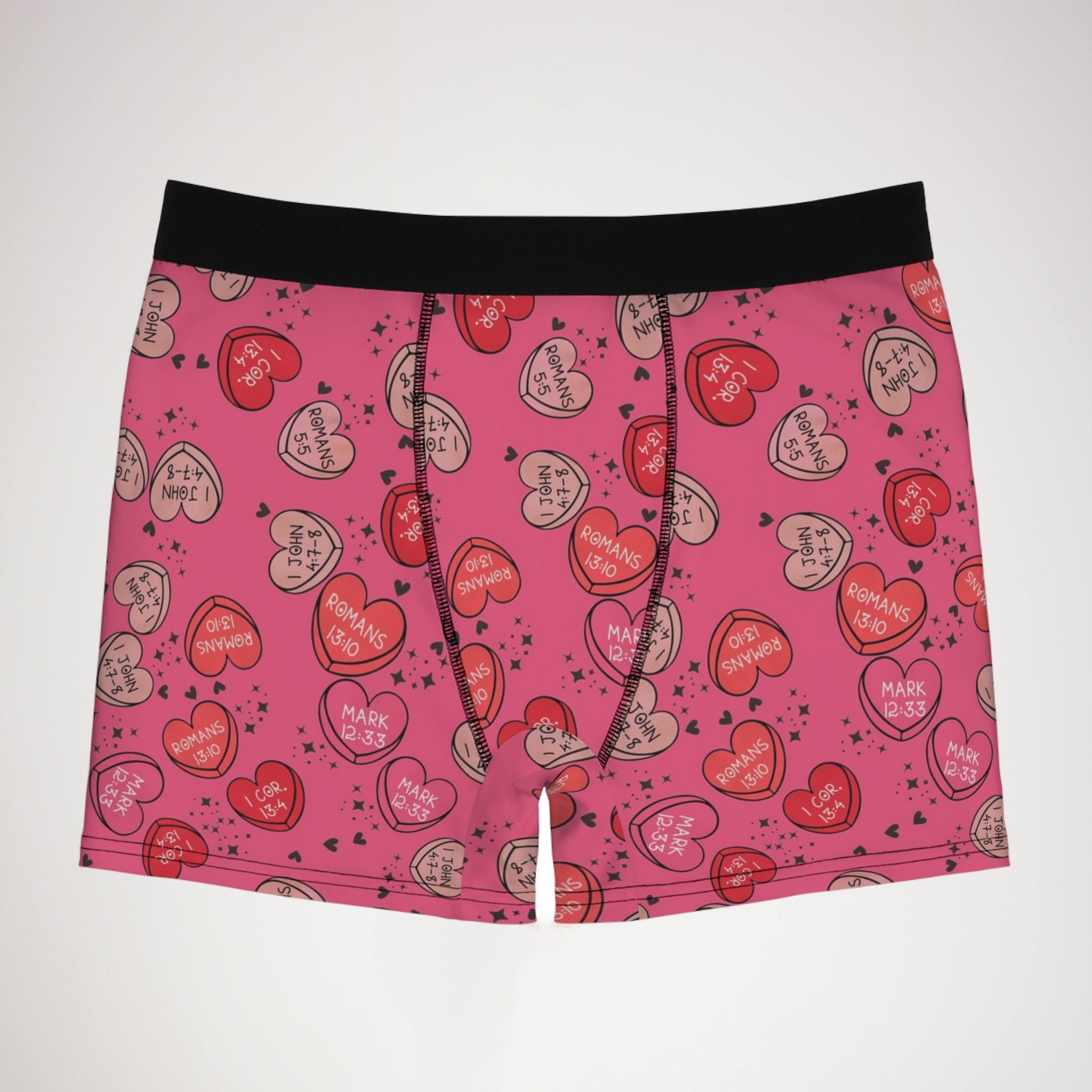 Men's boxer briefs christian valentine sweet hearts pink